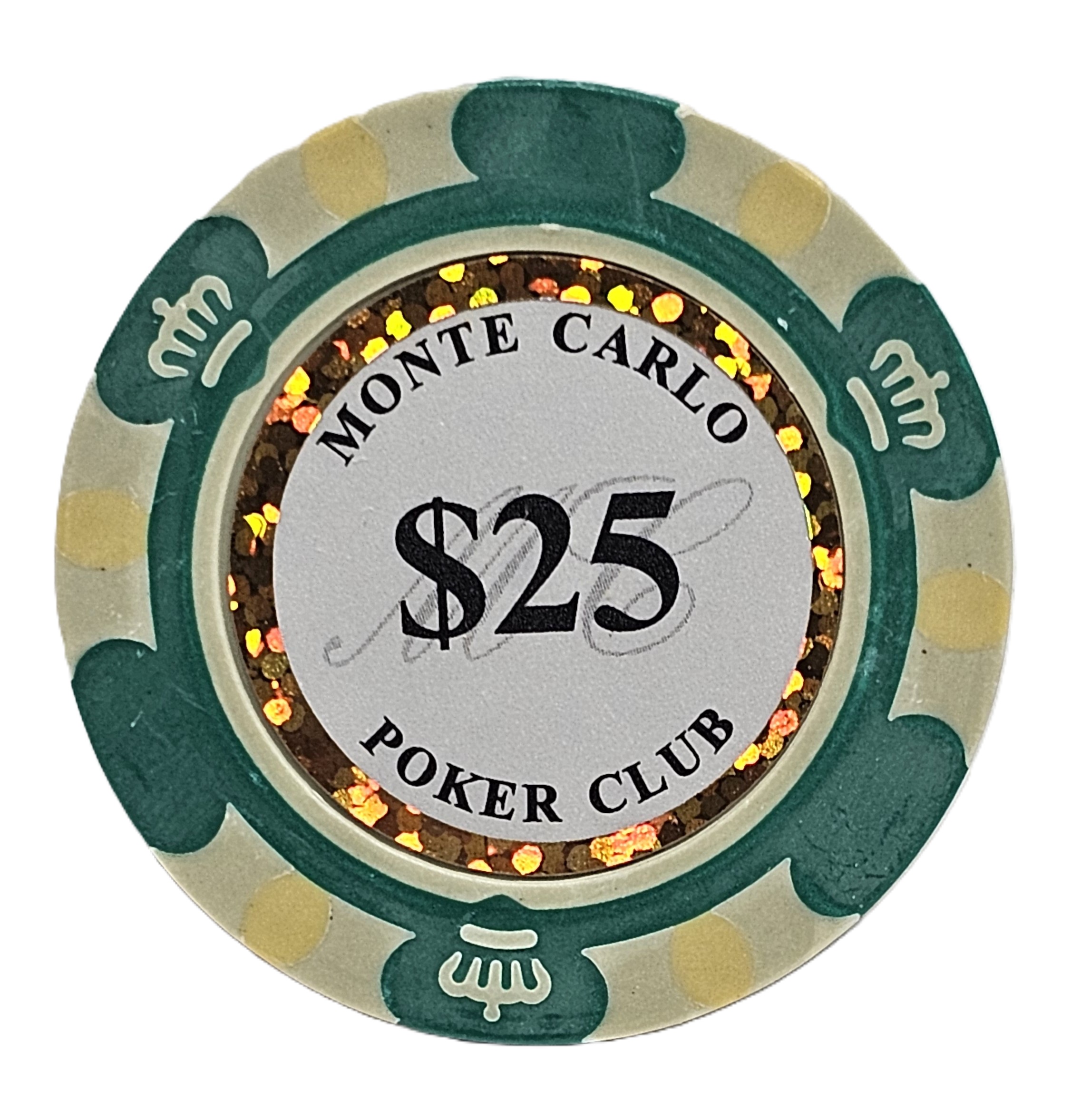 (25) $25 (Green) 3-Tone 14g Monte Carlo's 