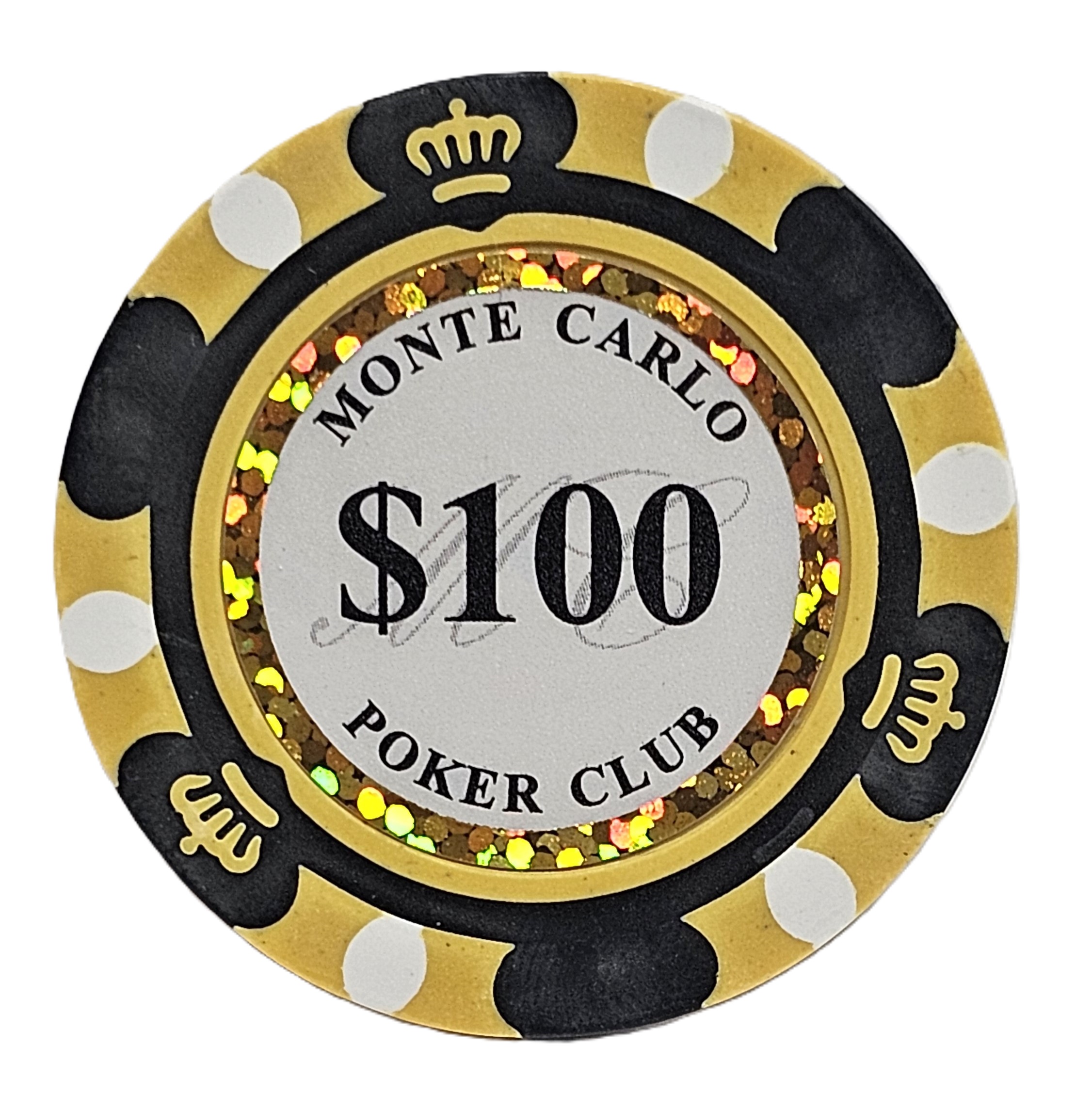 (25) $100 (Black) 3-Tone 14g Monte Carlo's 