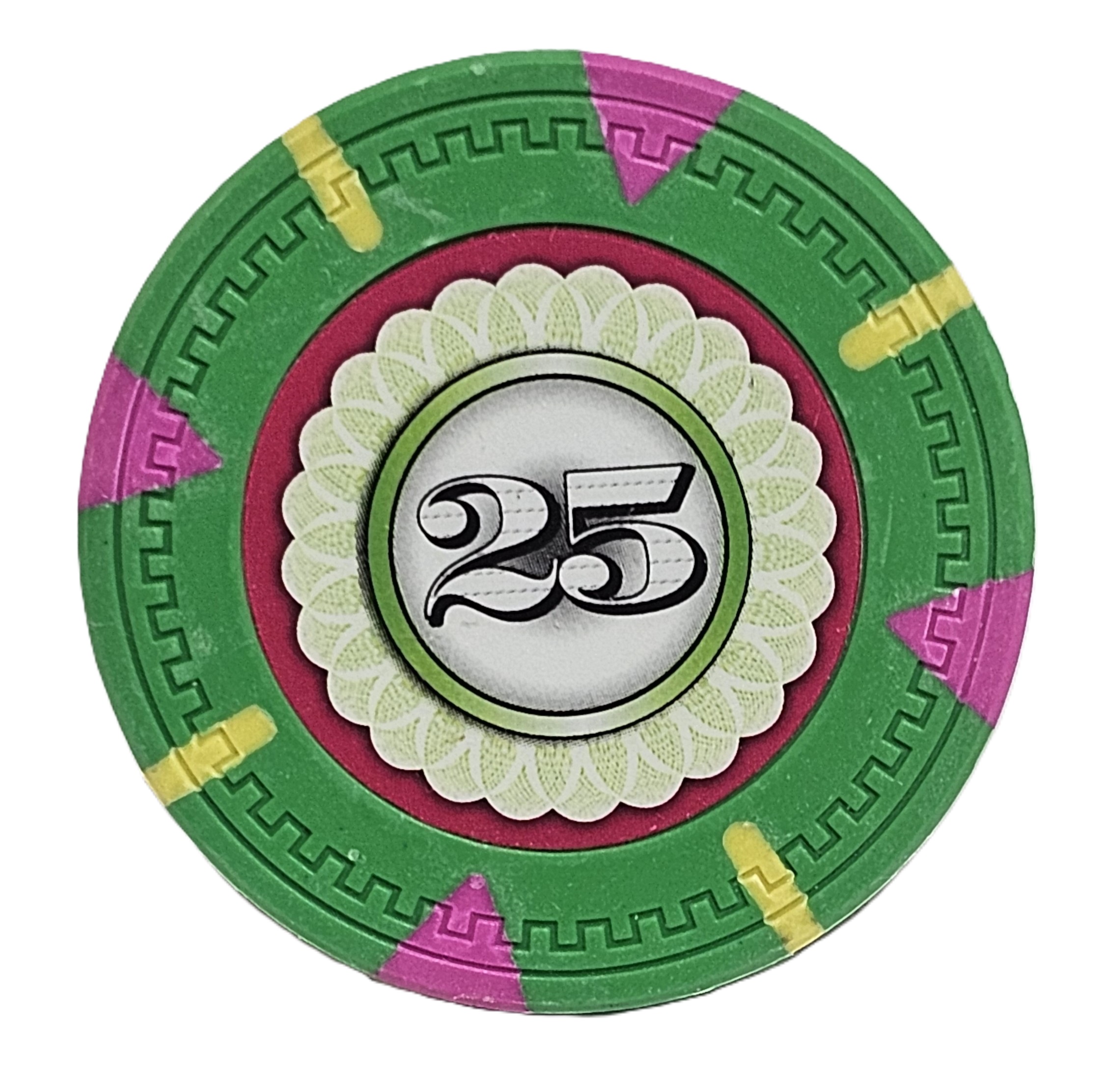 (25) $25 (Green) Clay 14g Designer  