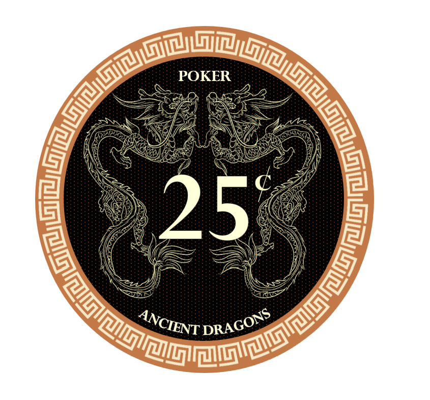 (25) $0.25 Brown Ancient Dragon Ceramic Chips