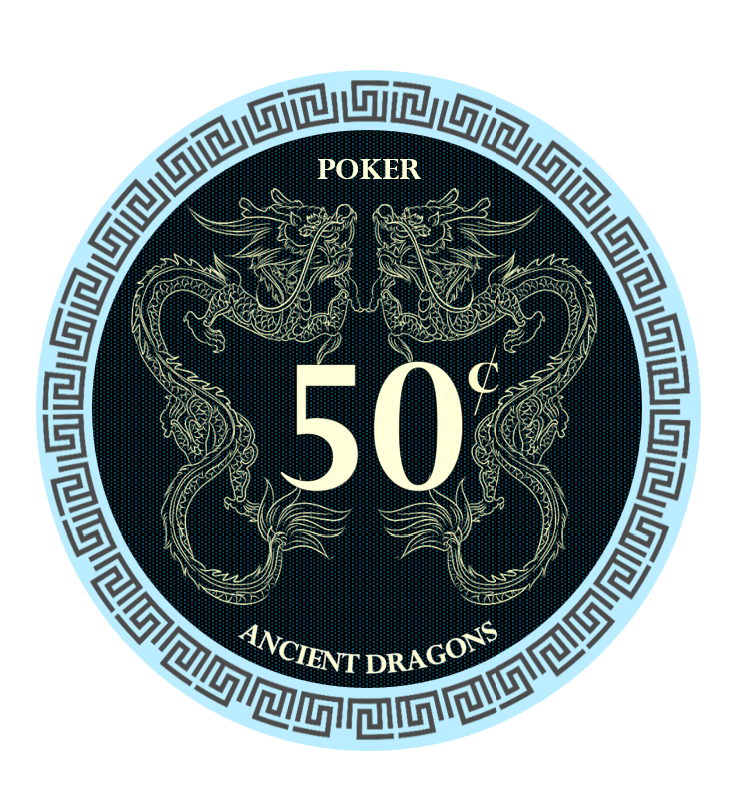 (25) $0.50 Aqua Ancient Dragon Ceramic Chips
