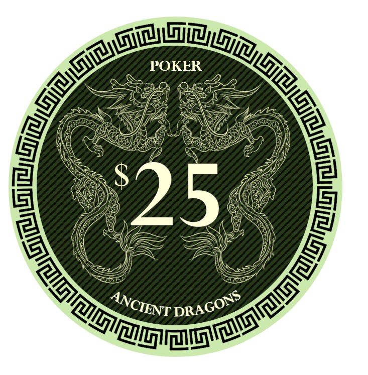 (25) $25 Green Ancient Dragon Ceramic Chips