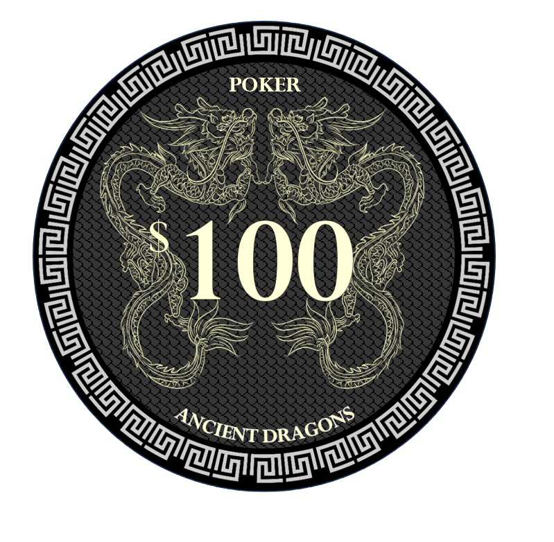(25) $100 Black Ancient Dragon Ceramic Chips
