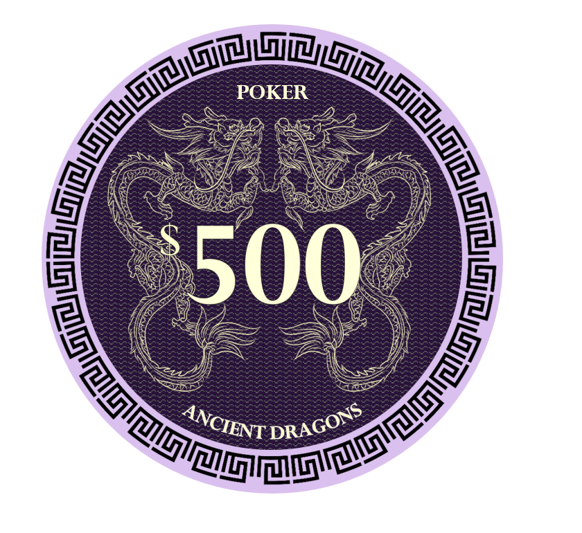 (25) $500 Purple Ancient Dragon Ceramic Chips