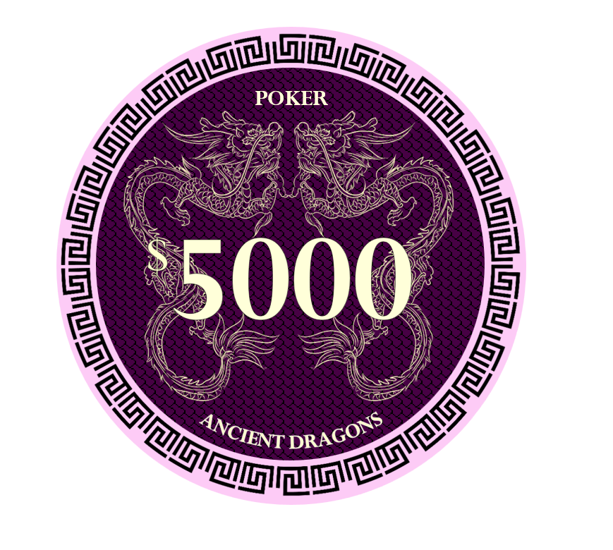 (25) $5000 Pink Ancient Dragon Ceramic Chips