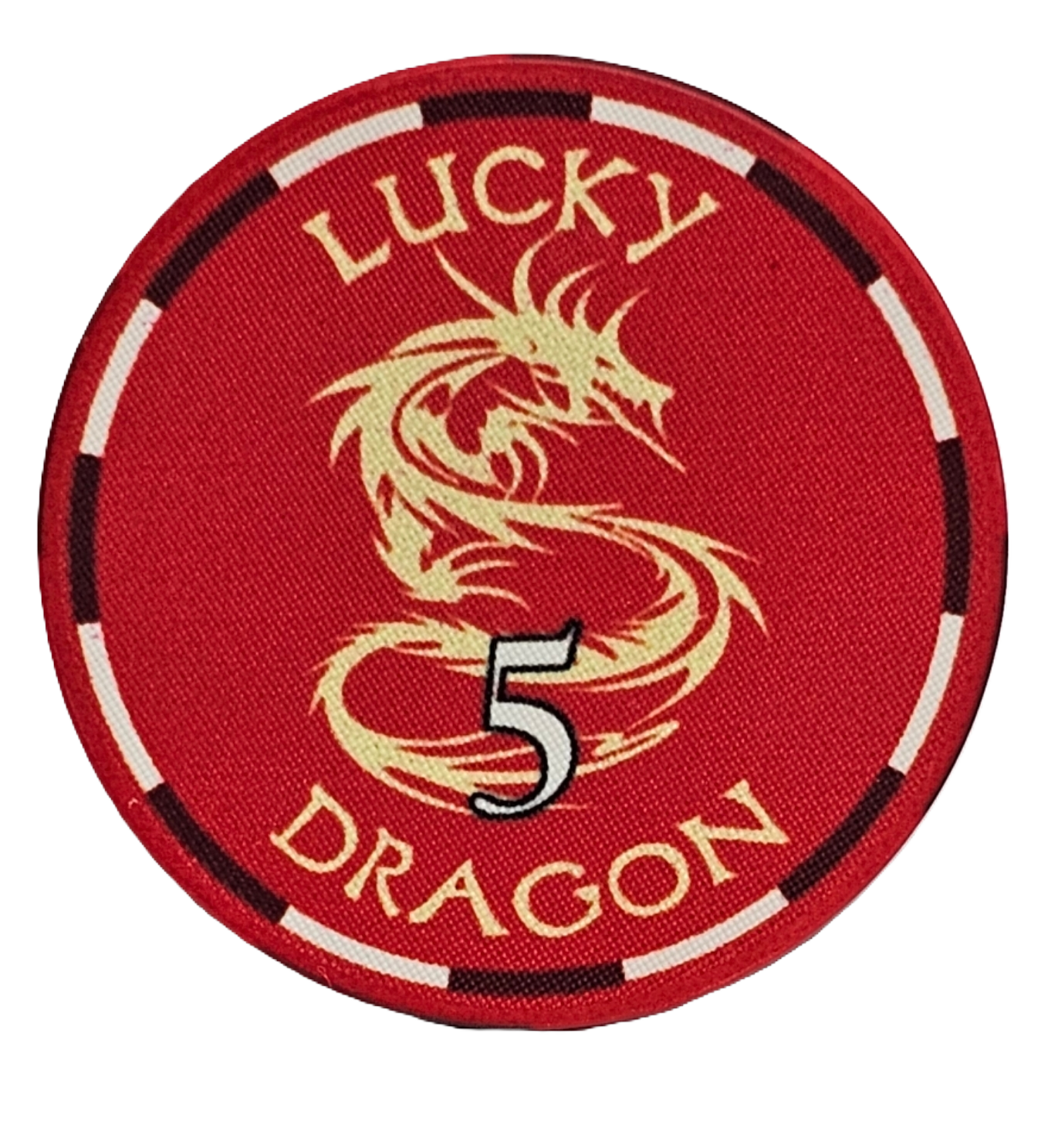 (25) $5 Red 10g Ceramic Lucky Dragons