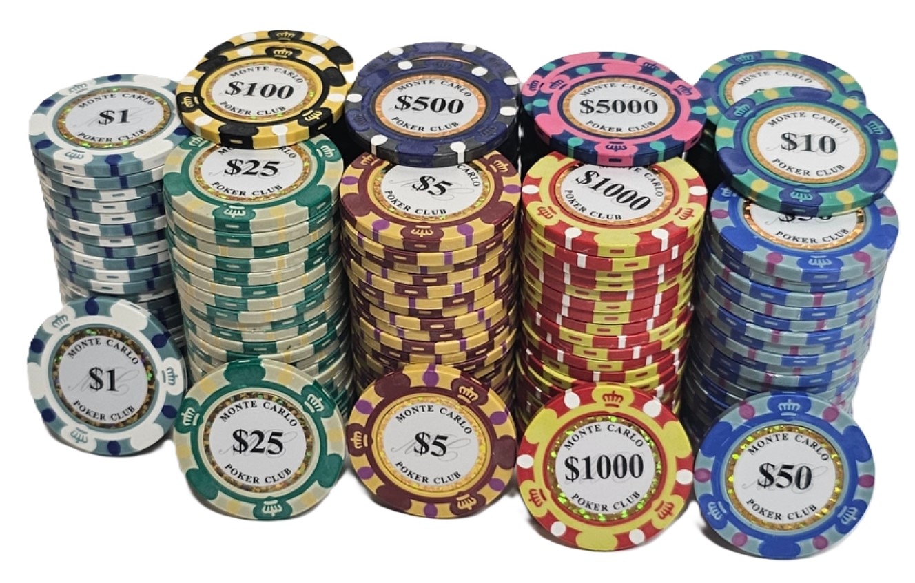 1000pc 3-Tone Monte Carlo Chip Set-No Case