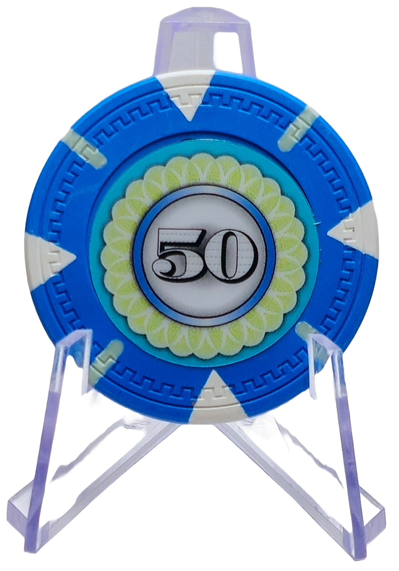 (25) $50 (Blue) Clay 14g Designer  
