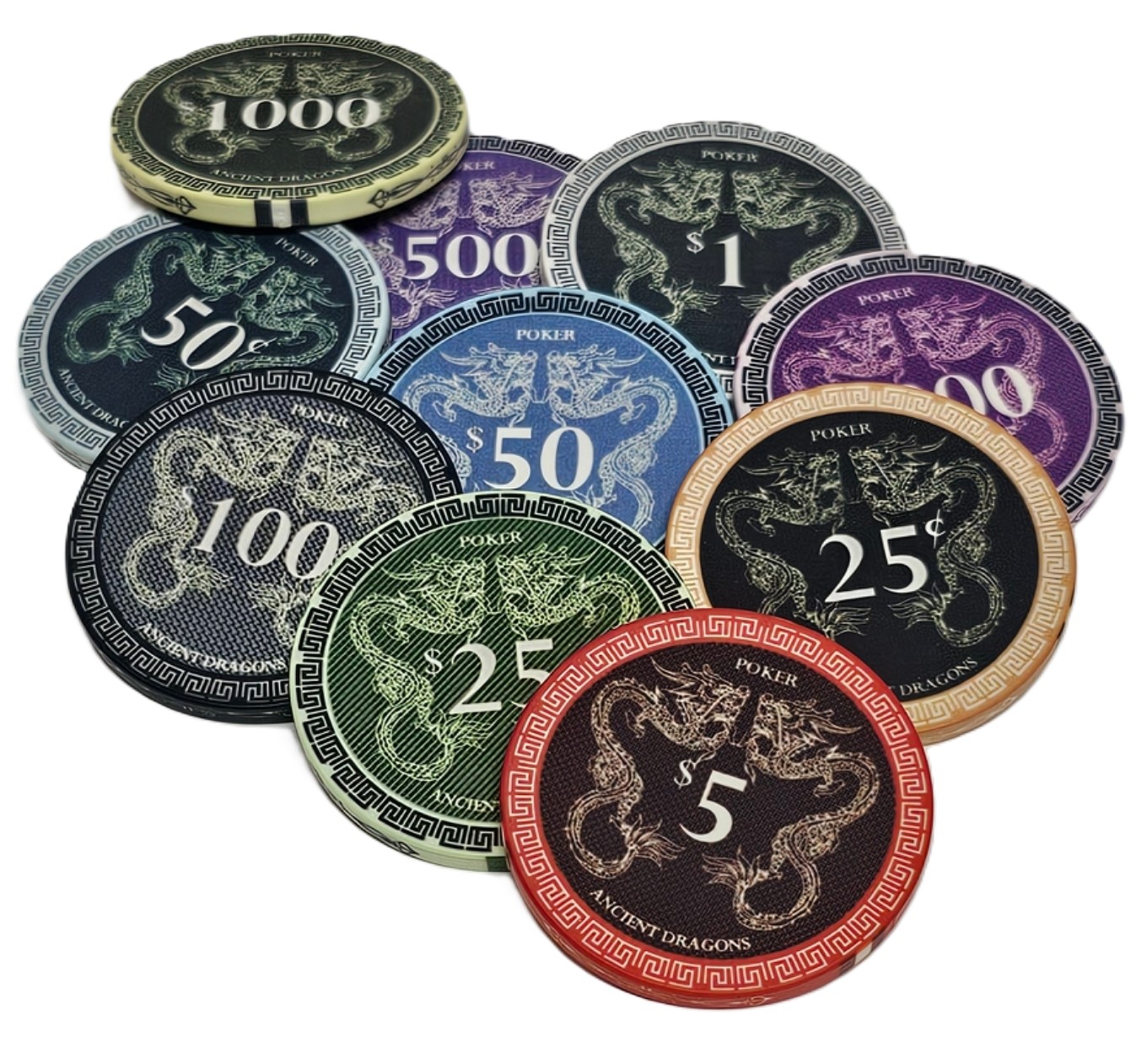 500pc Ancient Dragon Chip Set/With Case