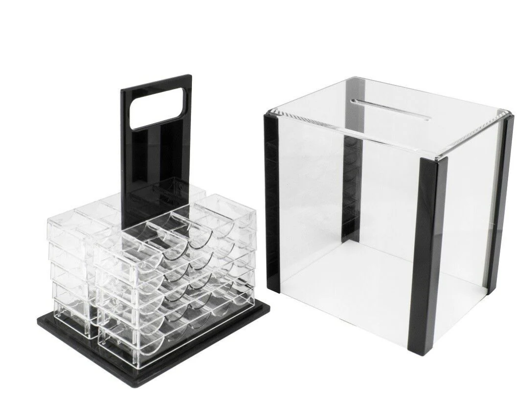 1000pc Acrylic Poker Chip Case/10 Racks Included