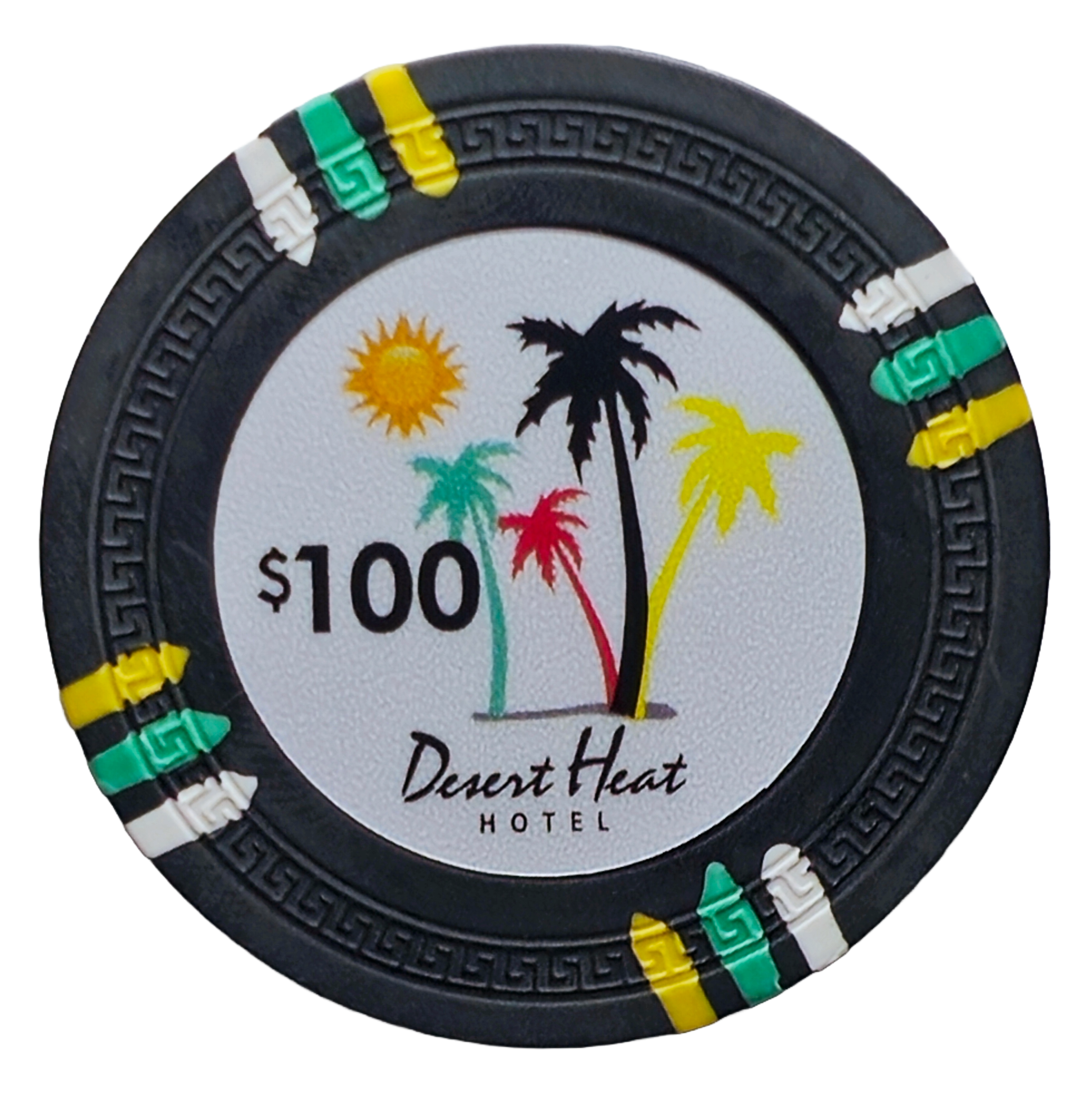 (25) $100 Black 14g Desert Heat Chips 