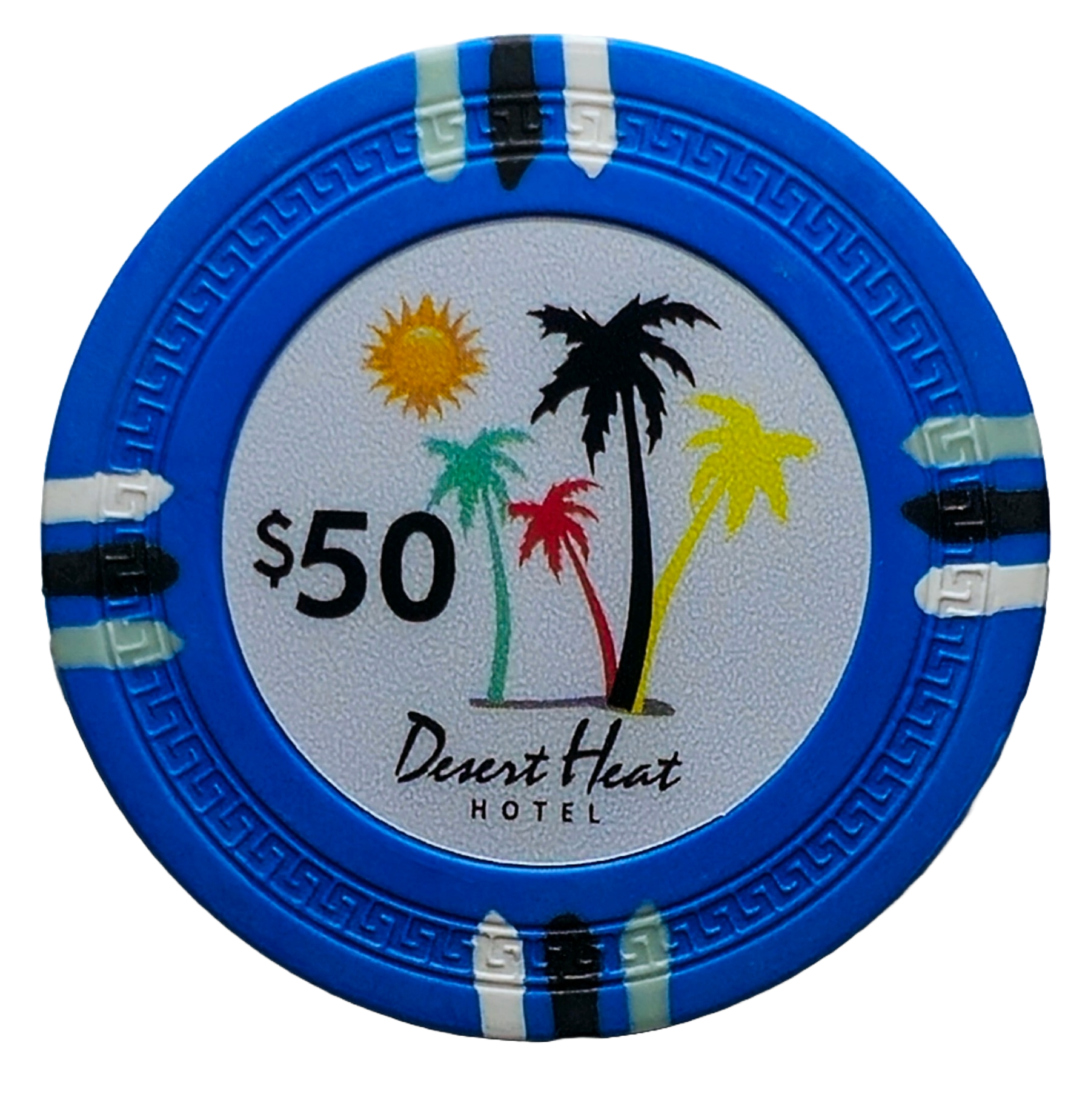 (25) $50 Blue 14g Desert Heat Chips 