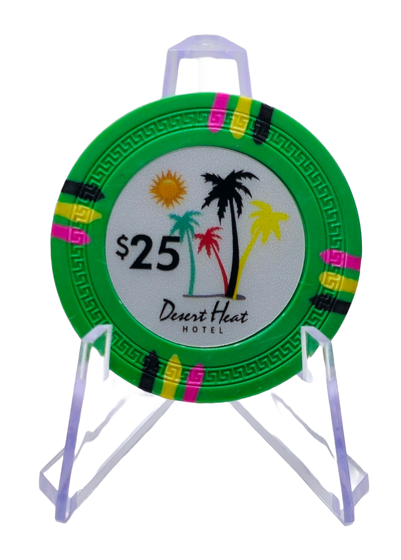 (25) $25 Green 14g Desert Heat Chips