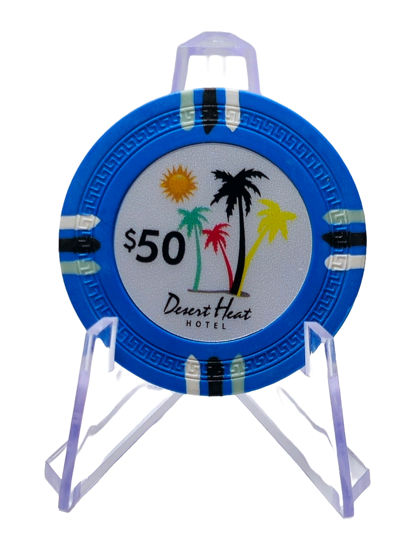 (25) $50 Blue 14g Desert Heat Chips 