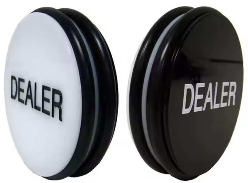 3" Diameter Black & White Dealer Button
