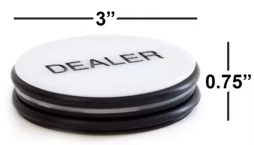 3" Diameter Black & White Dealer Button