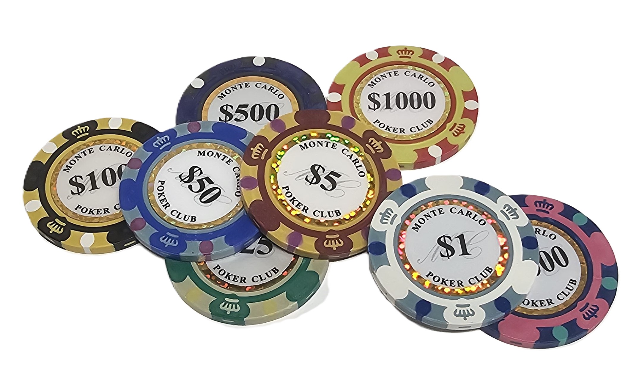 750pc 3-Tone Monte Carlo 14g Clay Chip Set-No Case