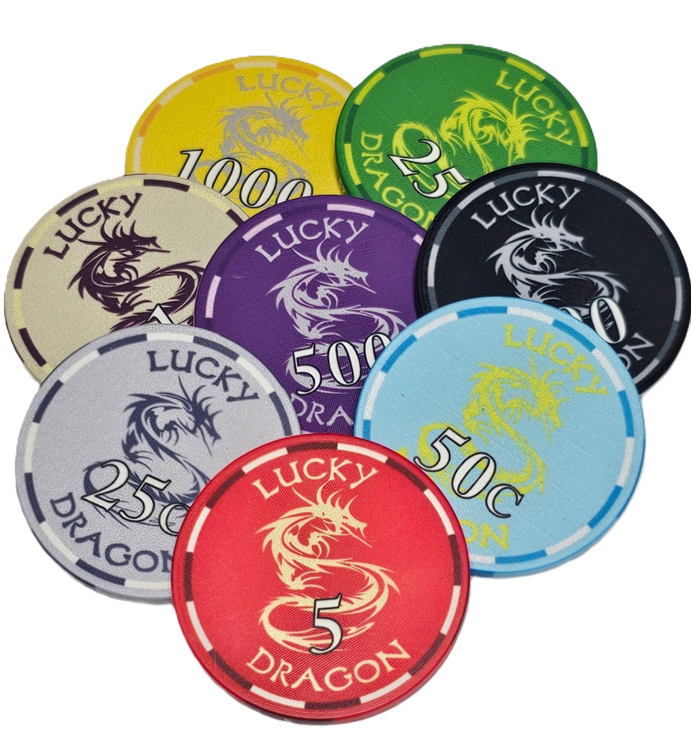 750pc 10g Ceramic Lucky Dragon Chip Set-No Case