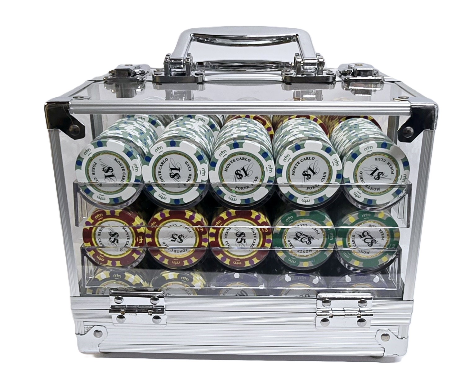 600pc 3-Tone Monte Carlo Clay Chip Set-Case Included 