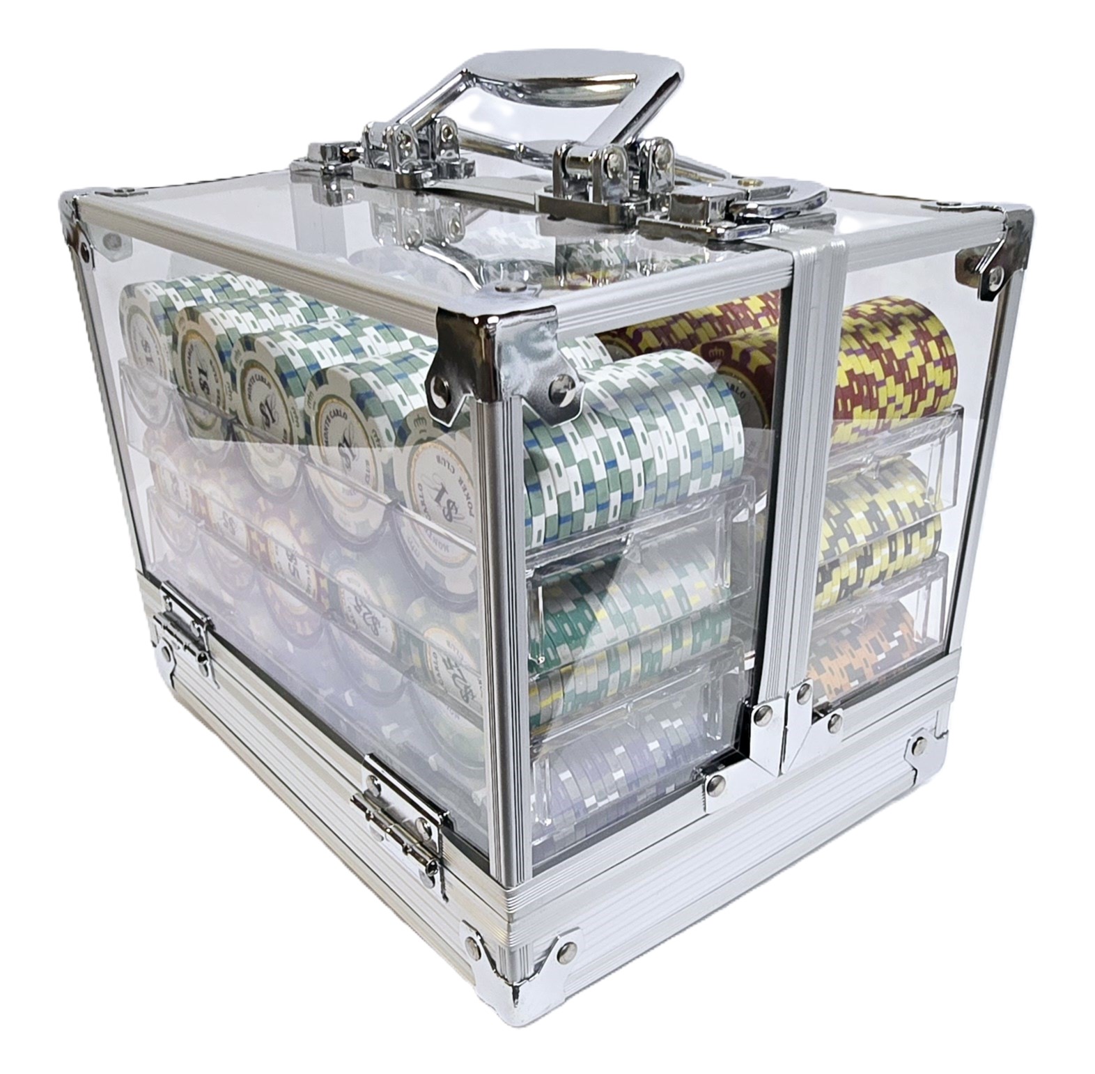600pc 3-Tone Monte Carlo Clay Chip Set-Case Included 