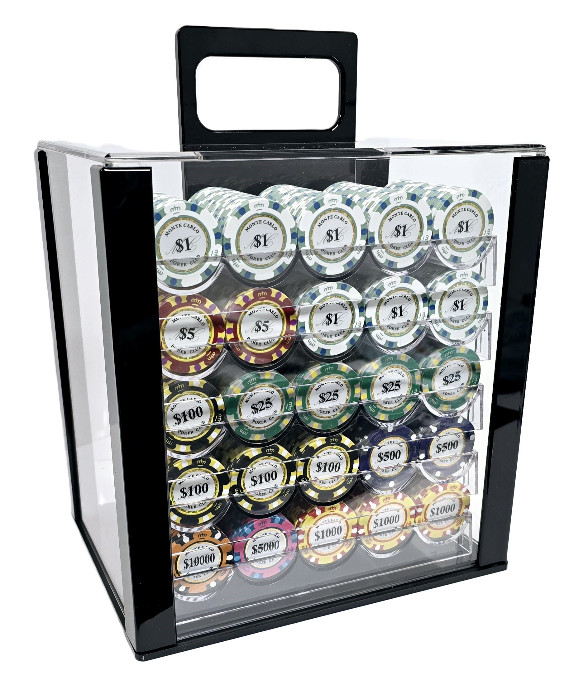 1000pc - 3-Tone Monte Carlo Chip Set-Case Included