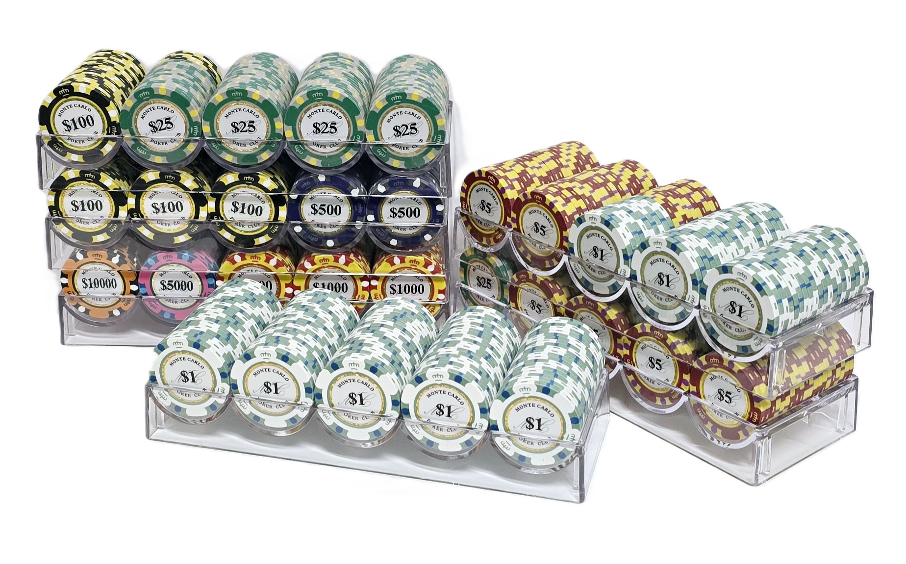 1000pc 3-Tone Monte Carlo Chip Set-No Case