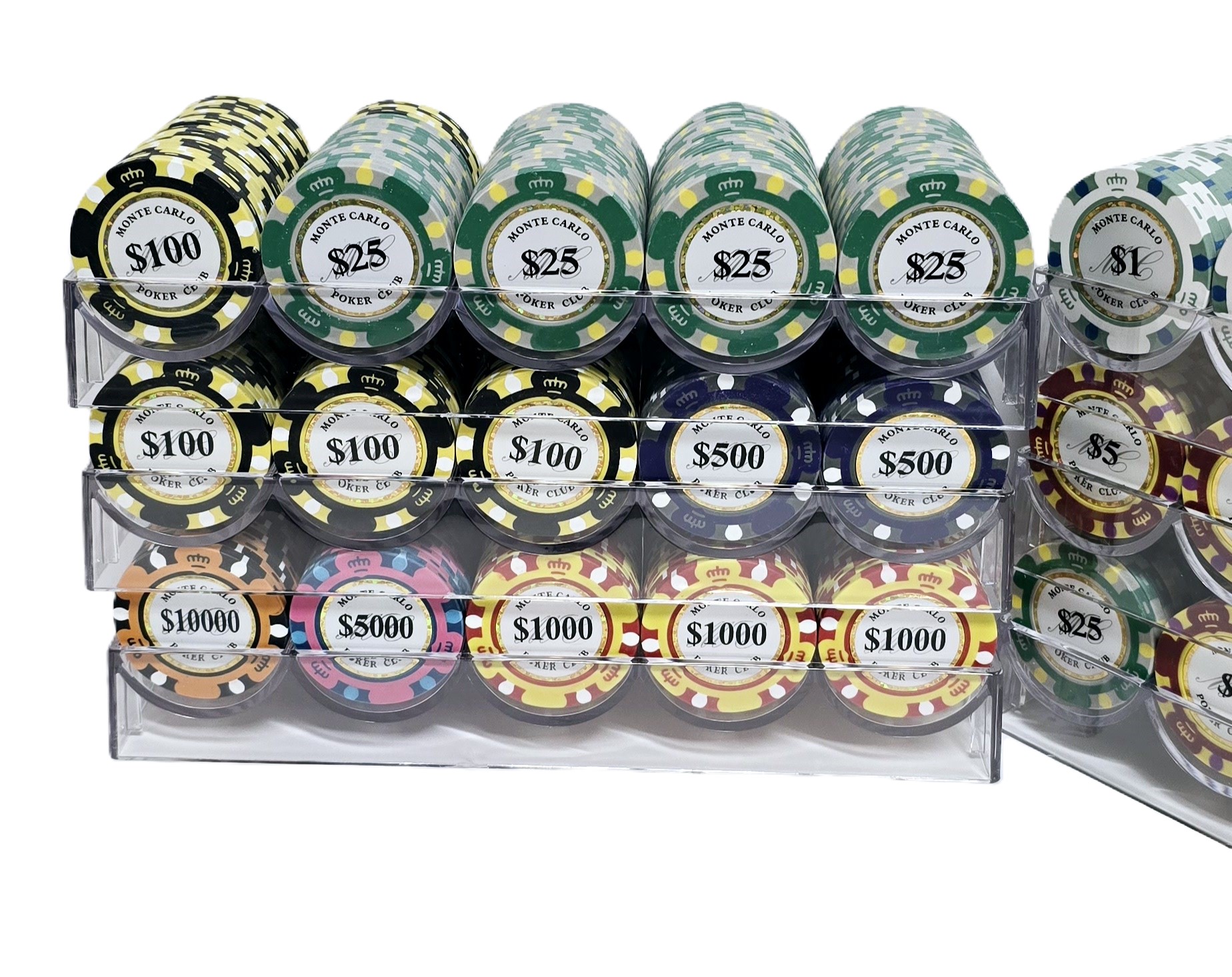 1000pc 3-Tone Monte Carlo Chip Set-No Case