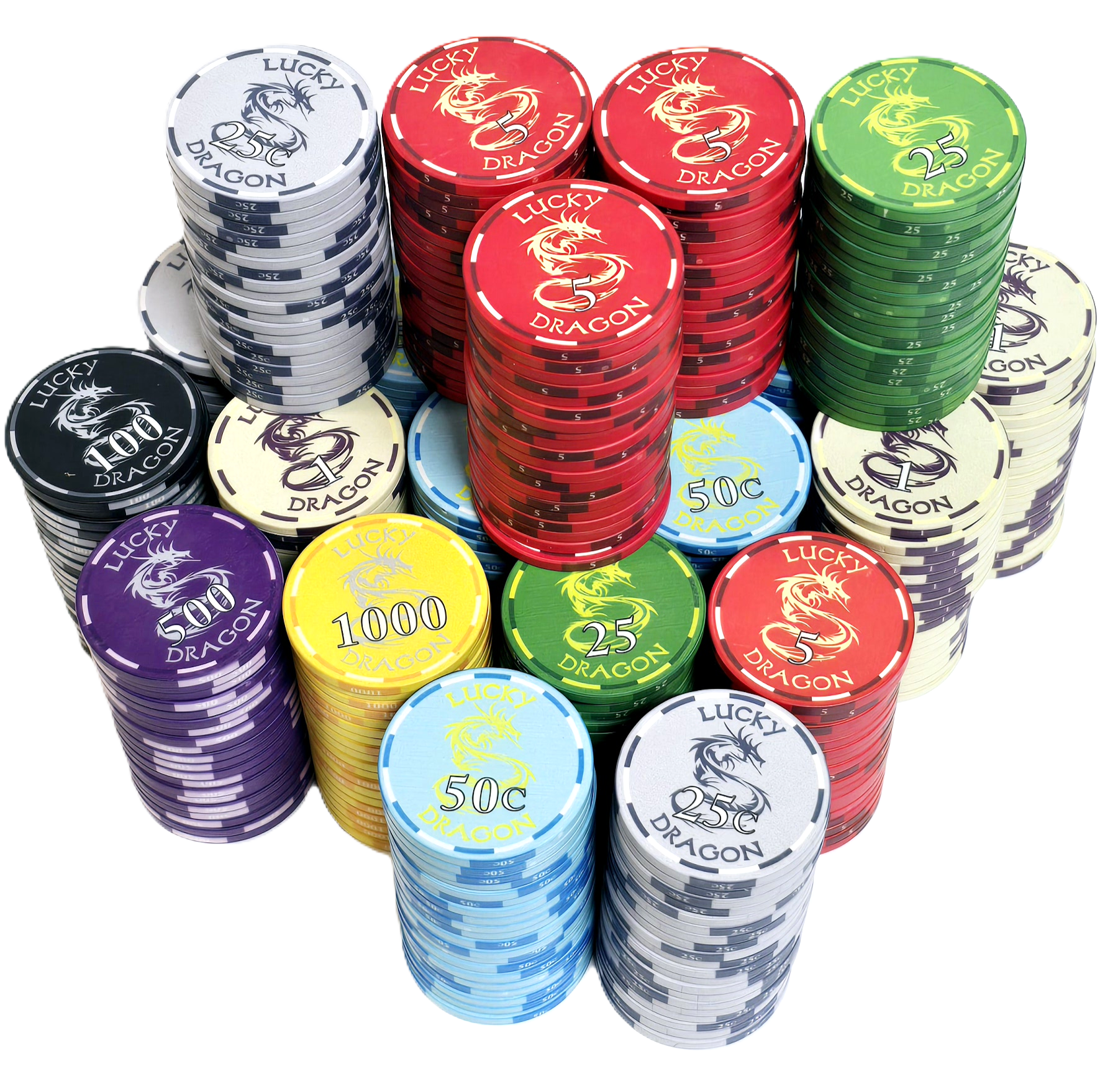 750pc 10g Ceramic Lucky Dragon Chip Set-No Case