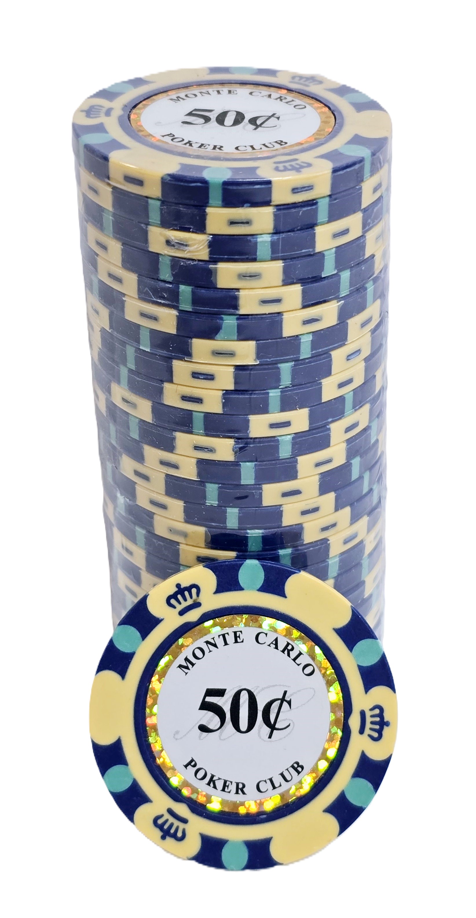 (25) $0.50 3-Tone Monte Carlo Chips