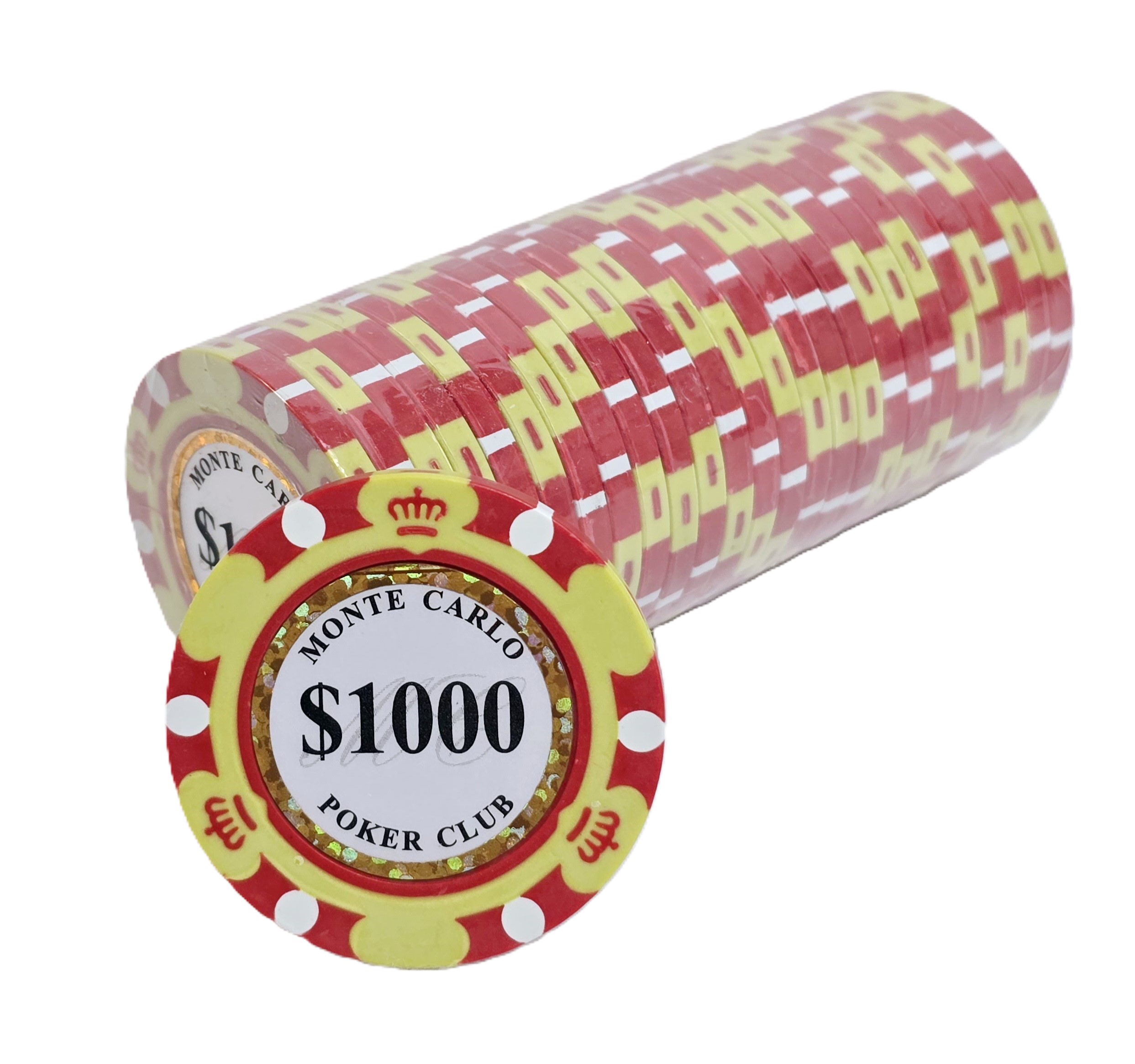 (25) $1000 (Yellow) 3-Tone 14g Monte Carlo's 
