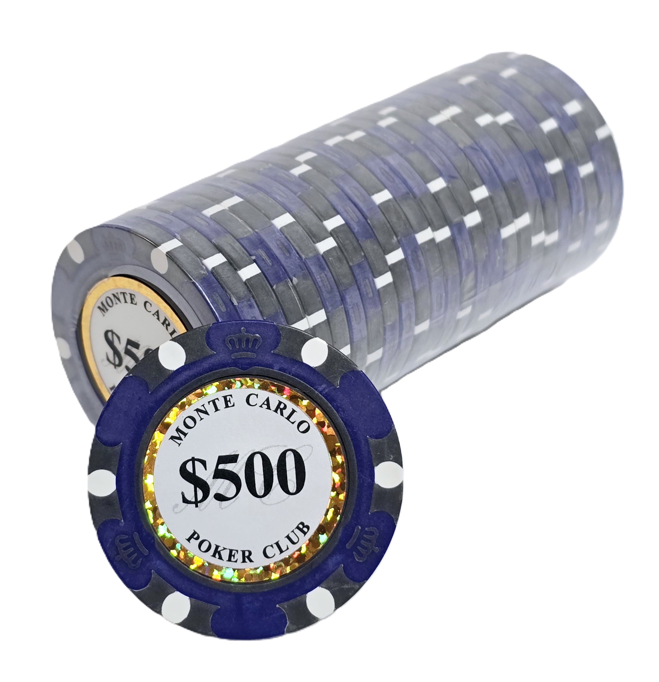 (25) $500 (Purple) 3-Tone 14g Monte Carlo's 