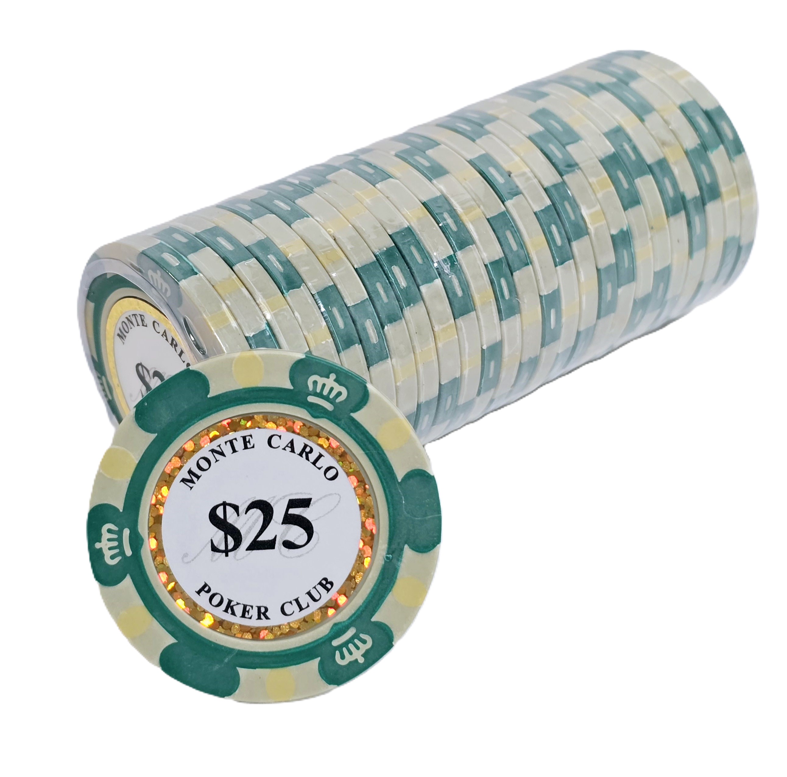 (25) $25 (Green) 3-Tone 14g Monte Carlo's 