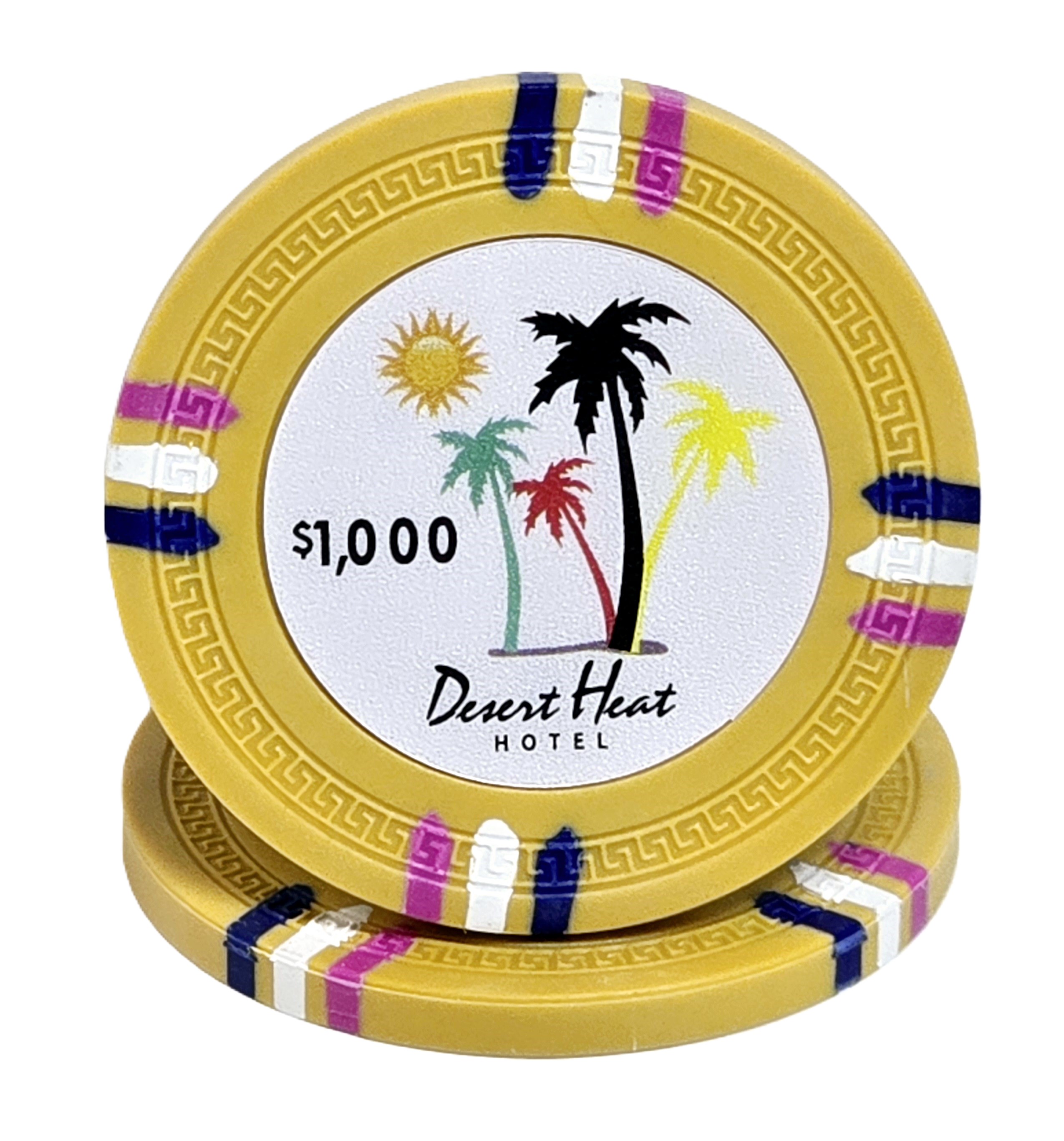 (25) $1000 Yellow 14g Desert Heat Chips 