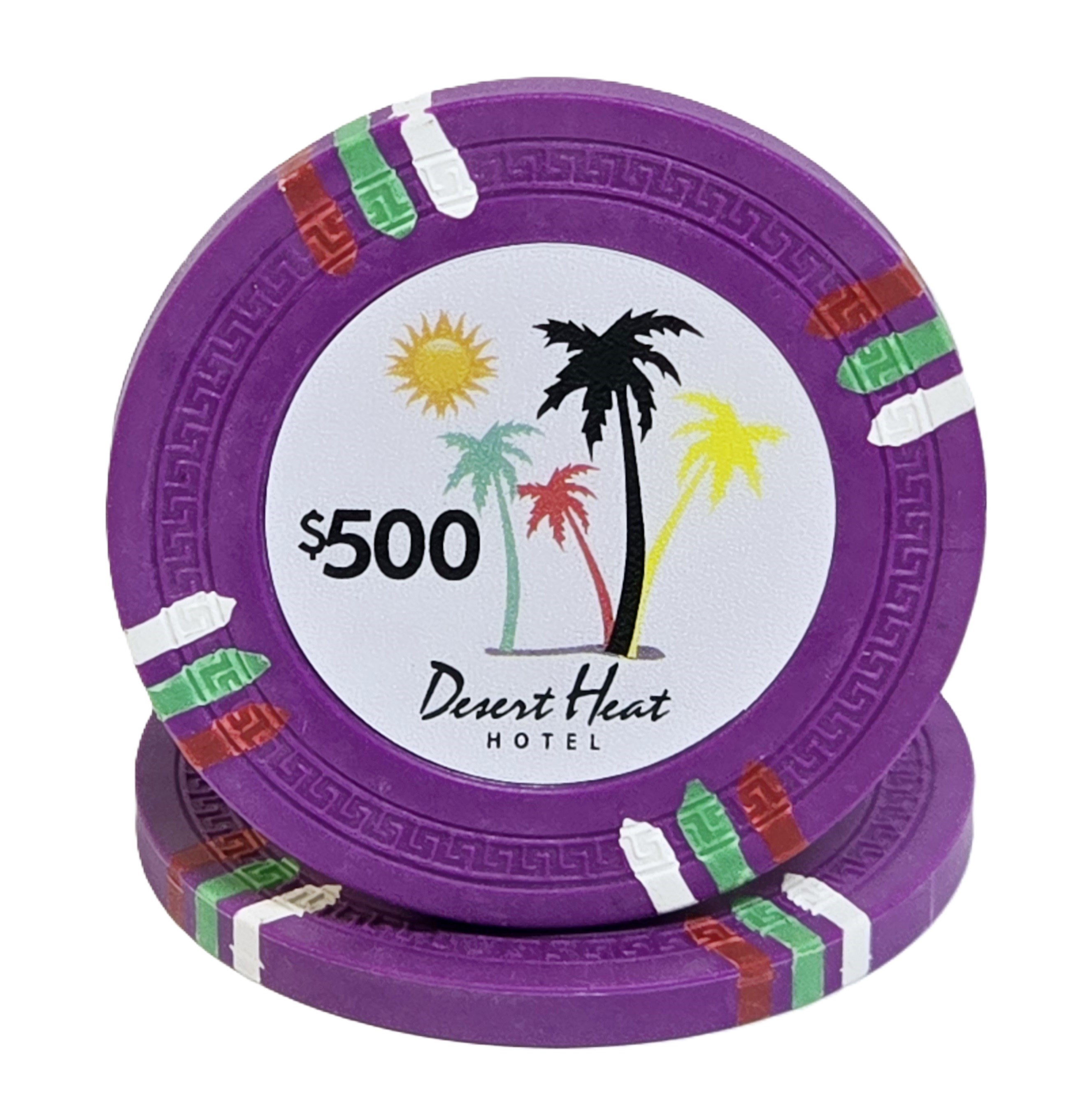 (25) $500 Purple 14g Desert Heat Chips 