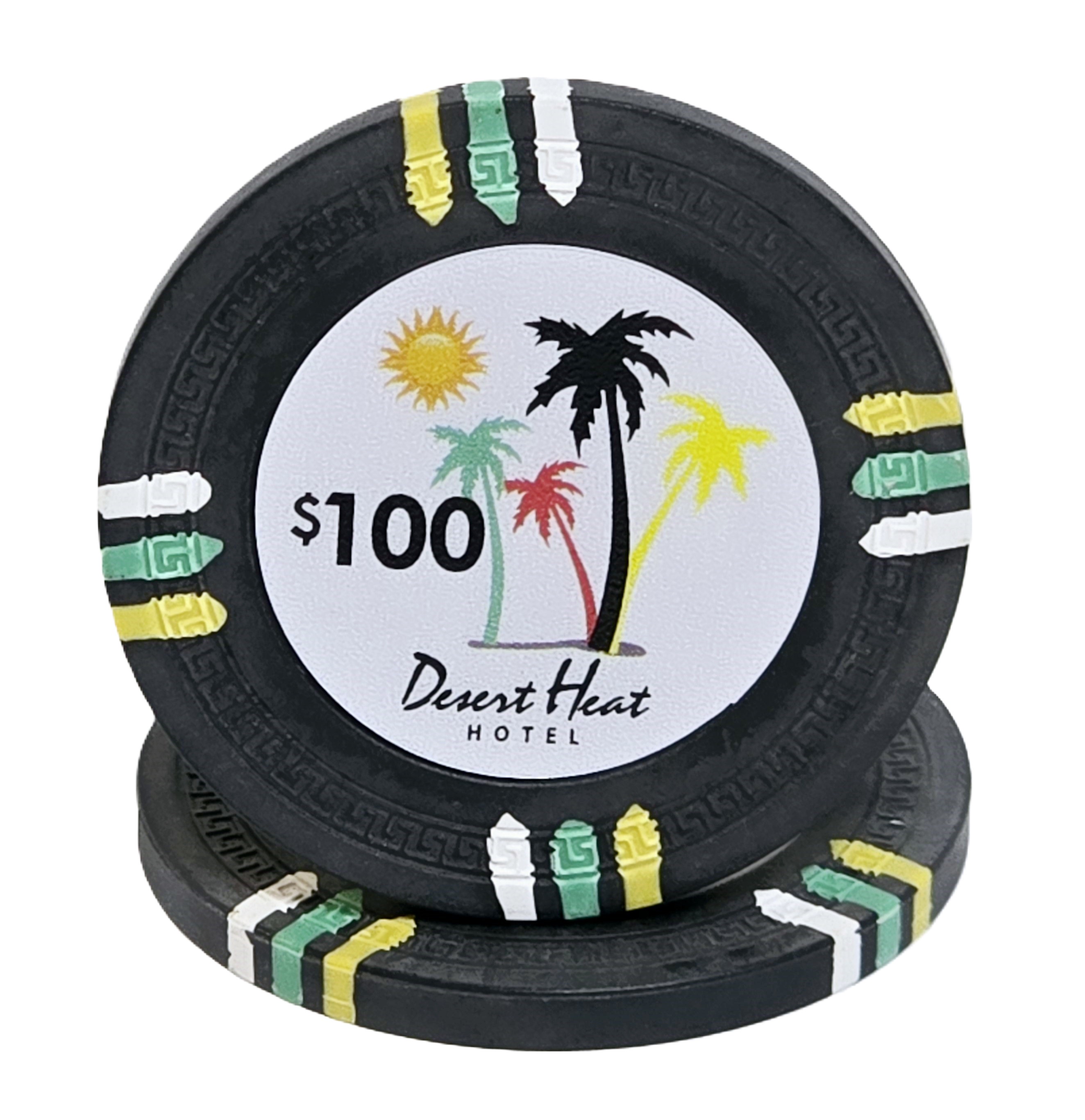 (25) $100 Black 14g Desert Heat Chips 