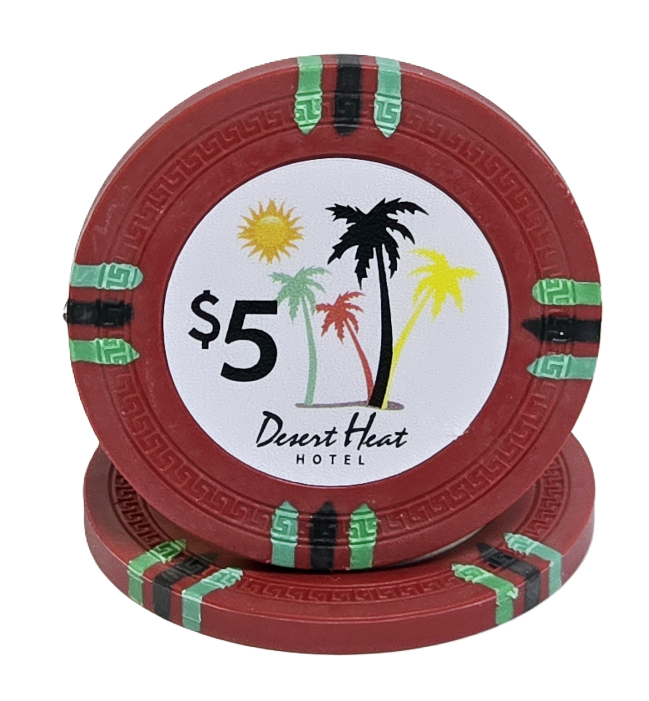 (25) $5 Red 14g Desert Heat Chips 