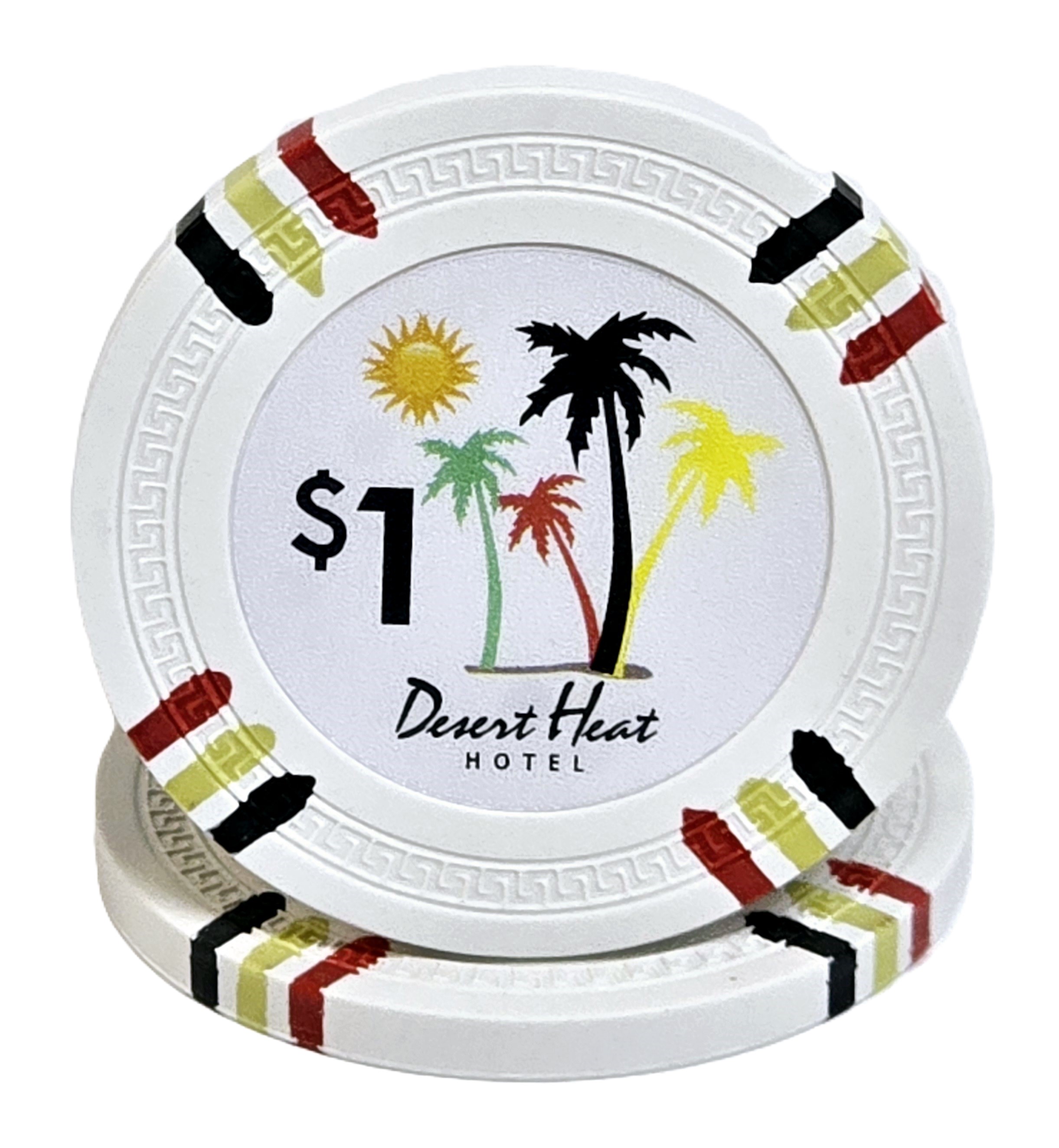 (25) $1 White 14g Desert Heat Chips 