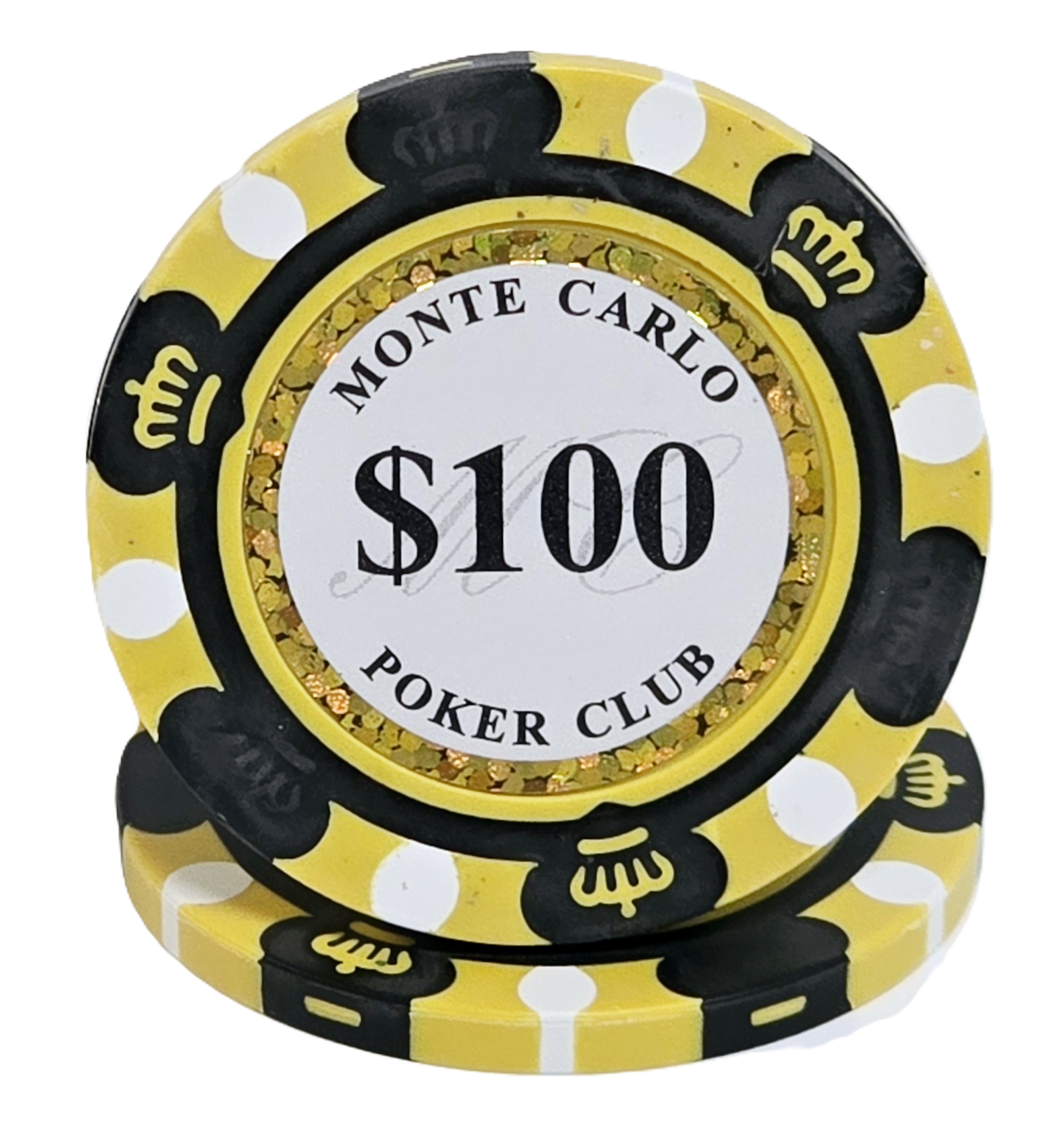 (25) $100 (Black) 3-Tone 14g Monte Carlo's 