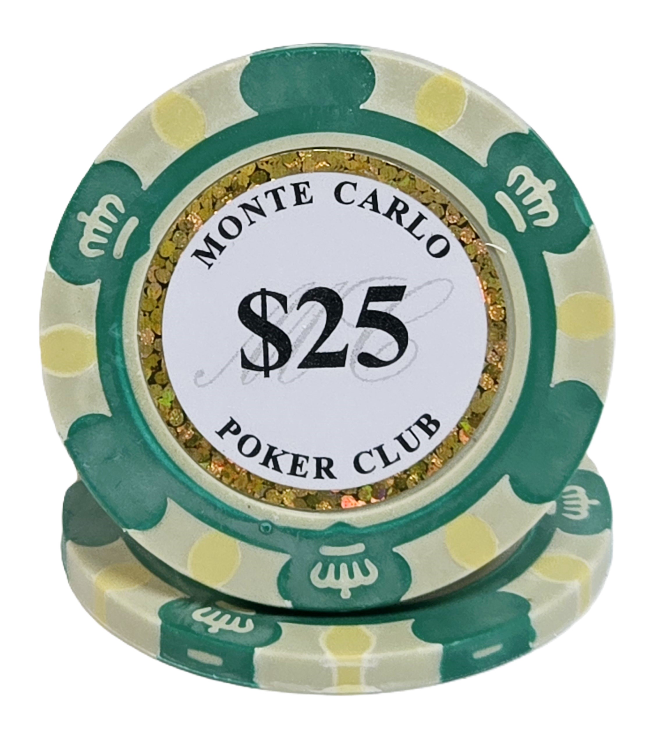 (25) $25 (Green) 3-Tone 14g Monte Carlo's 
