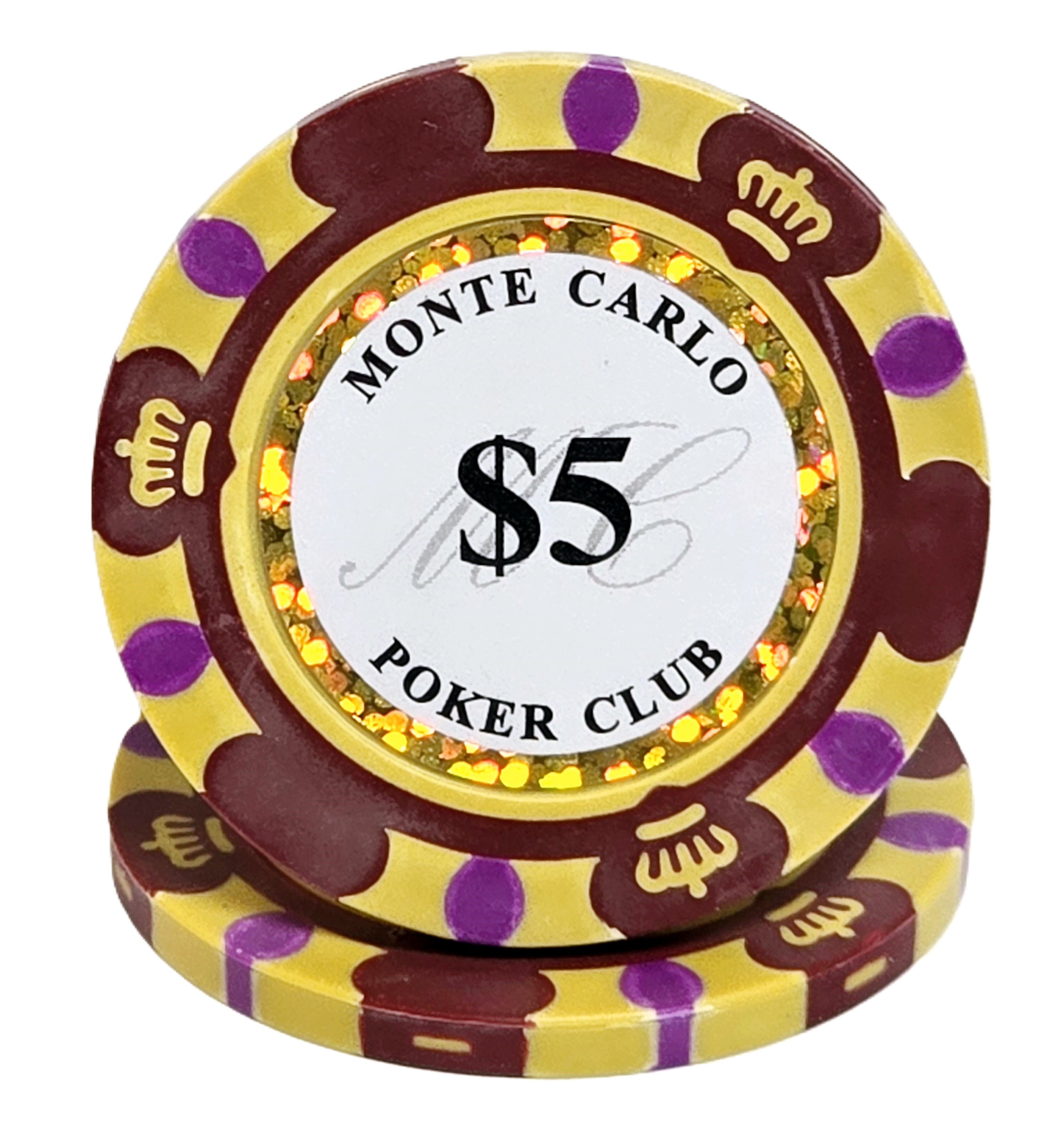 (25) $5 (Red) 3-Tone 14g Monte Carlo's 