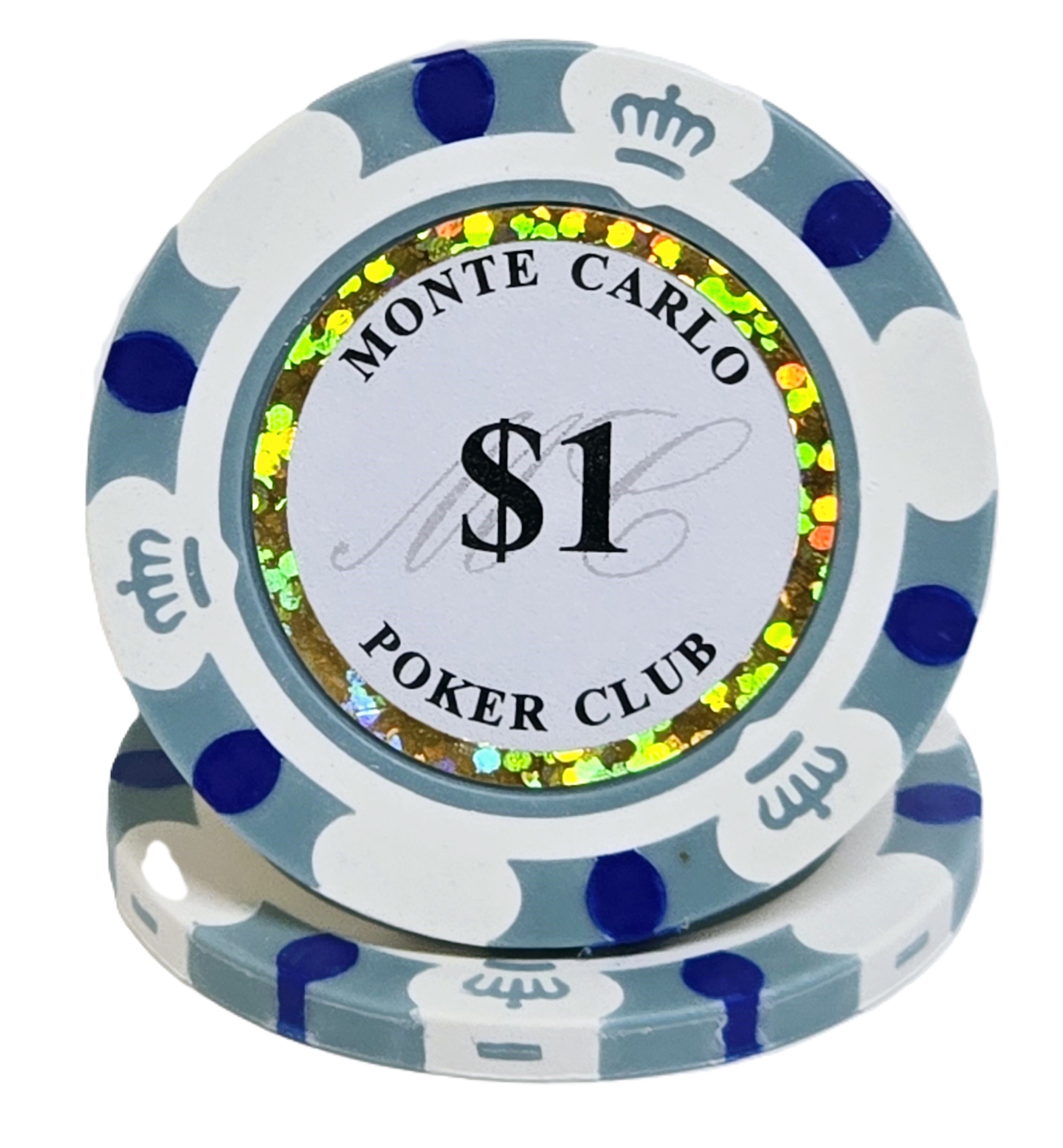 (25) $1 (White) 3-Tone 14g Monte Carlo's 