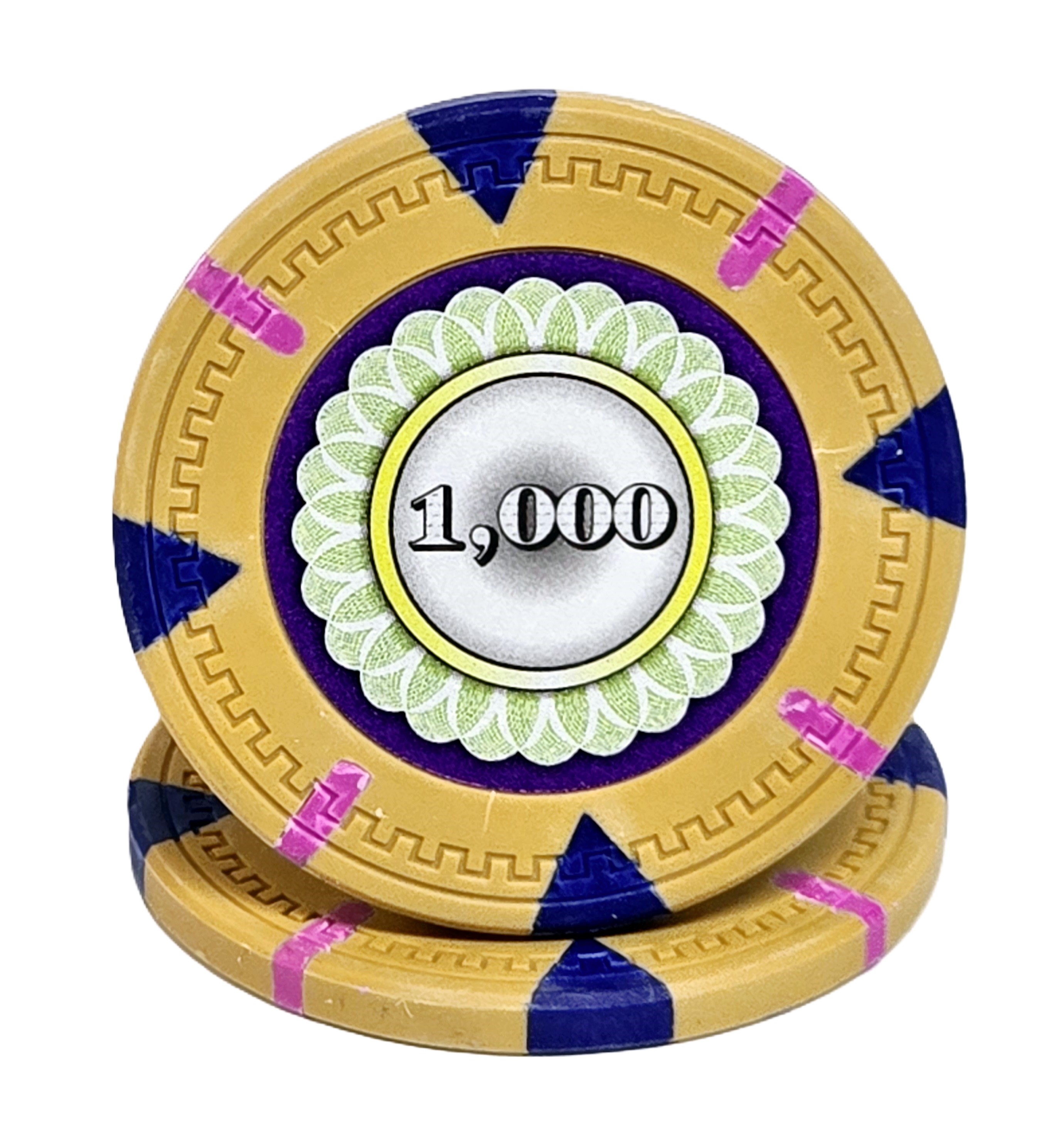 (25) $1000 (Yellow) Clay 14g Designer  