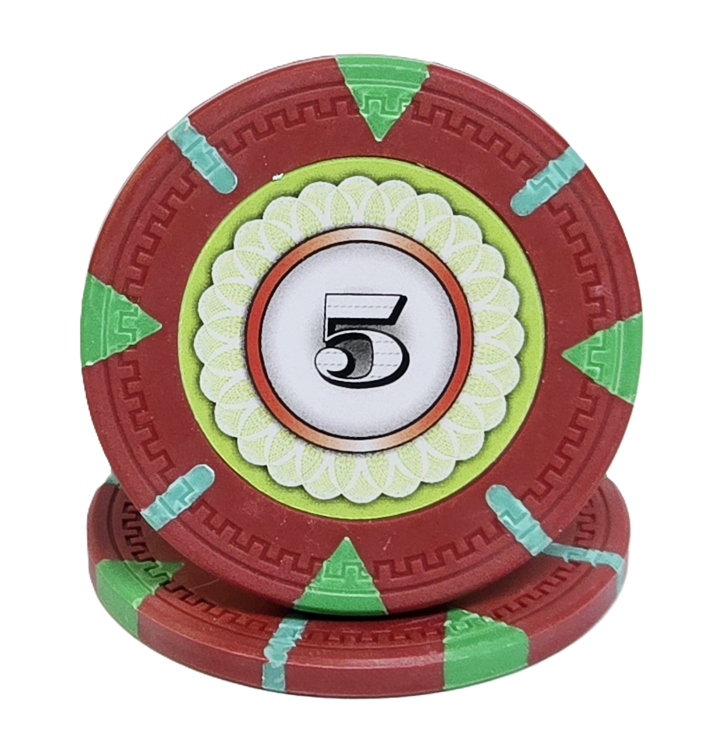 (25) $5 (Red) Clay 14g Designer  