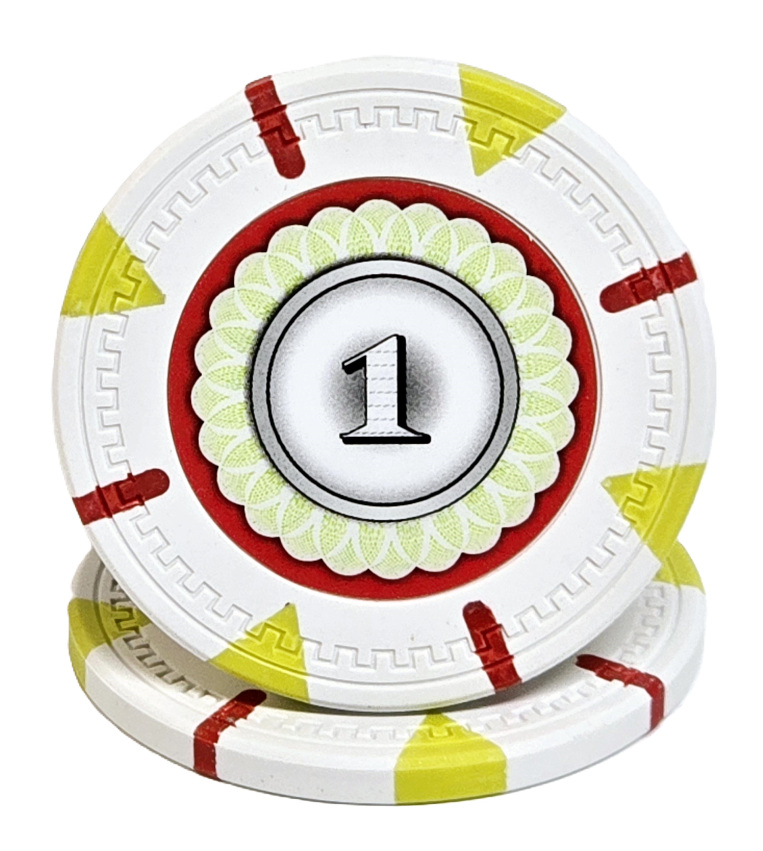 (25) $1 (White) Clay 14g Designer  