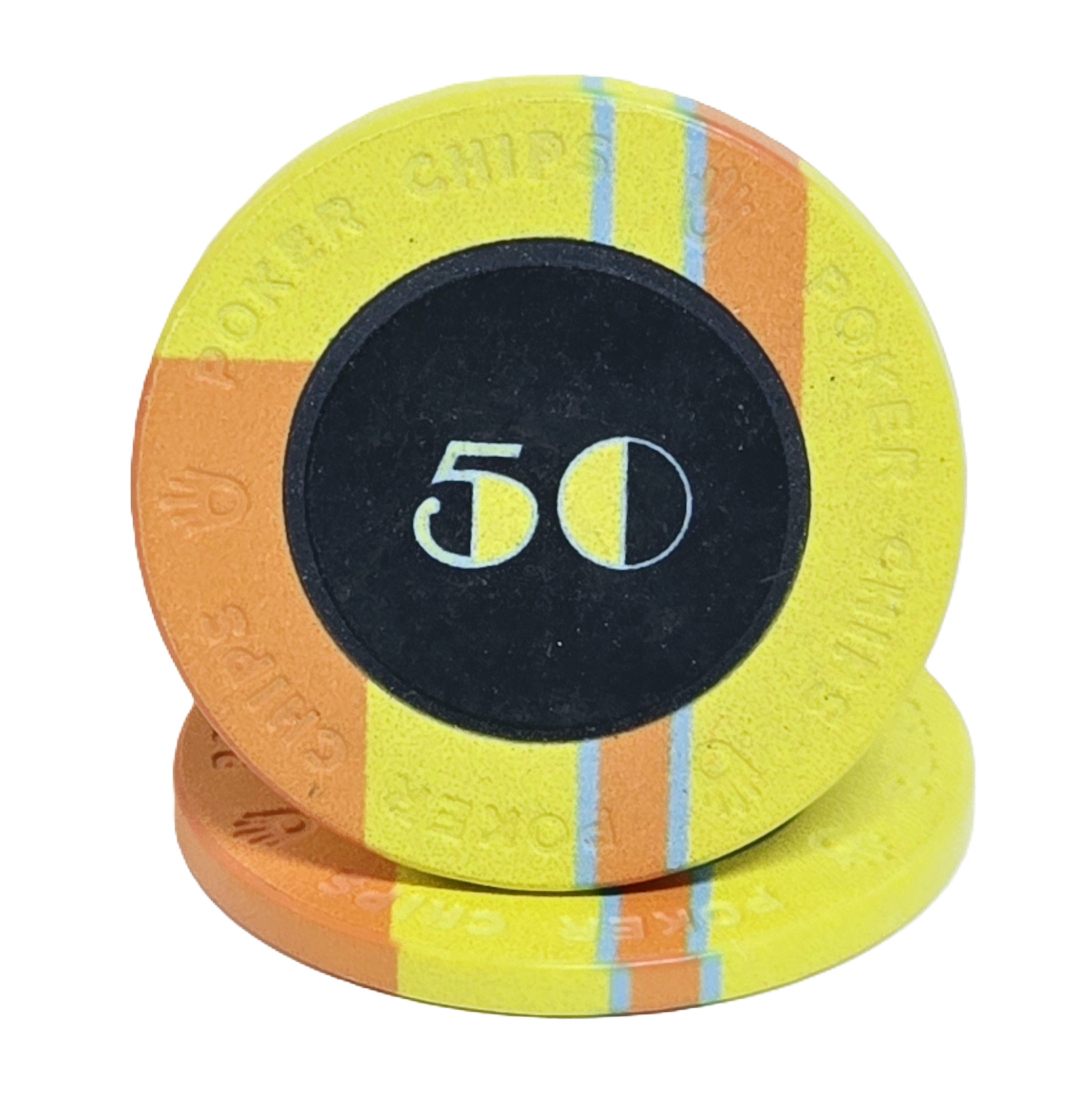 (25) $50 EPT 10g Ceramic Poker Chips 