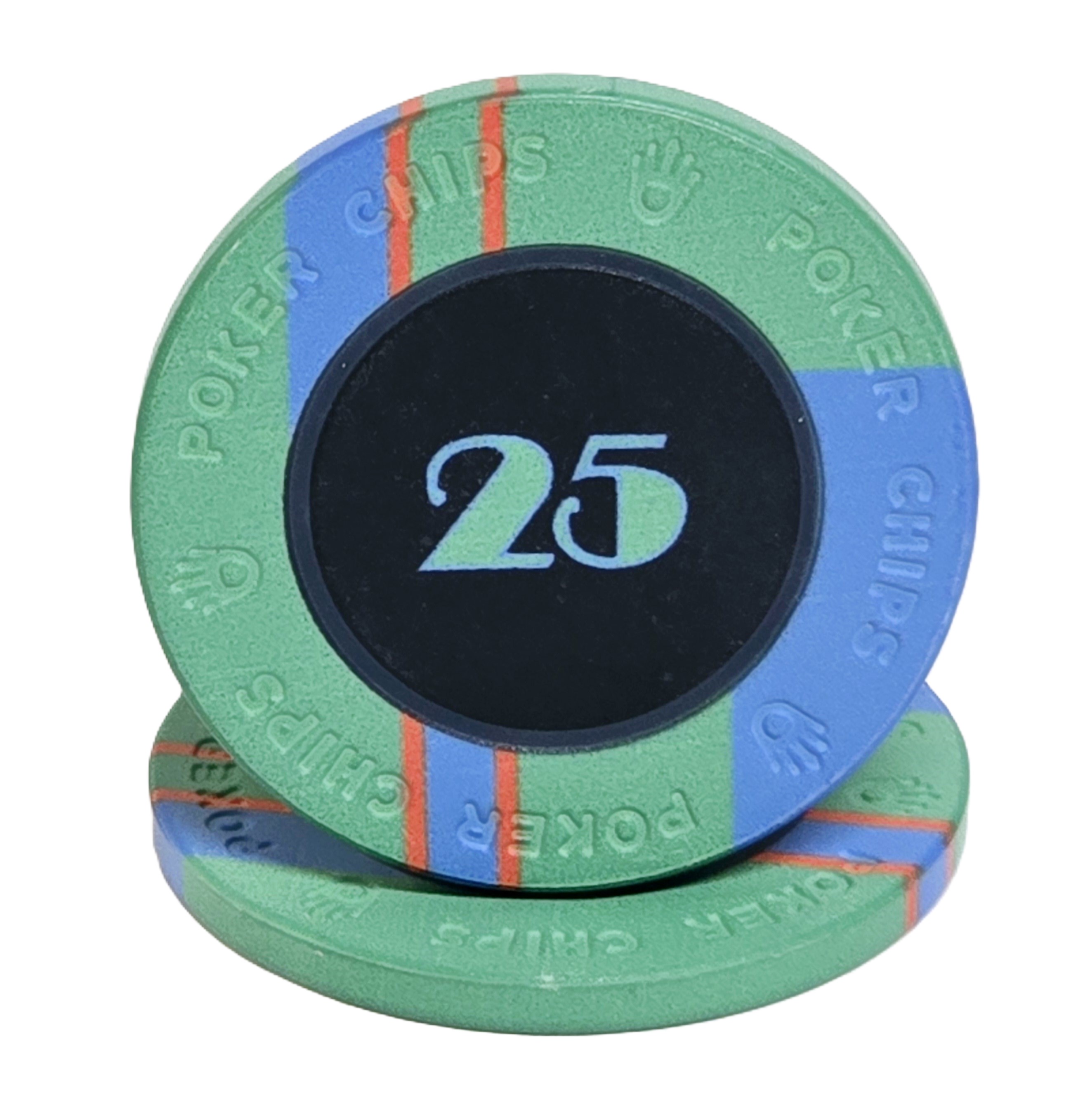 (25) $25 Green 10g Ceramic EPT's  