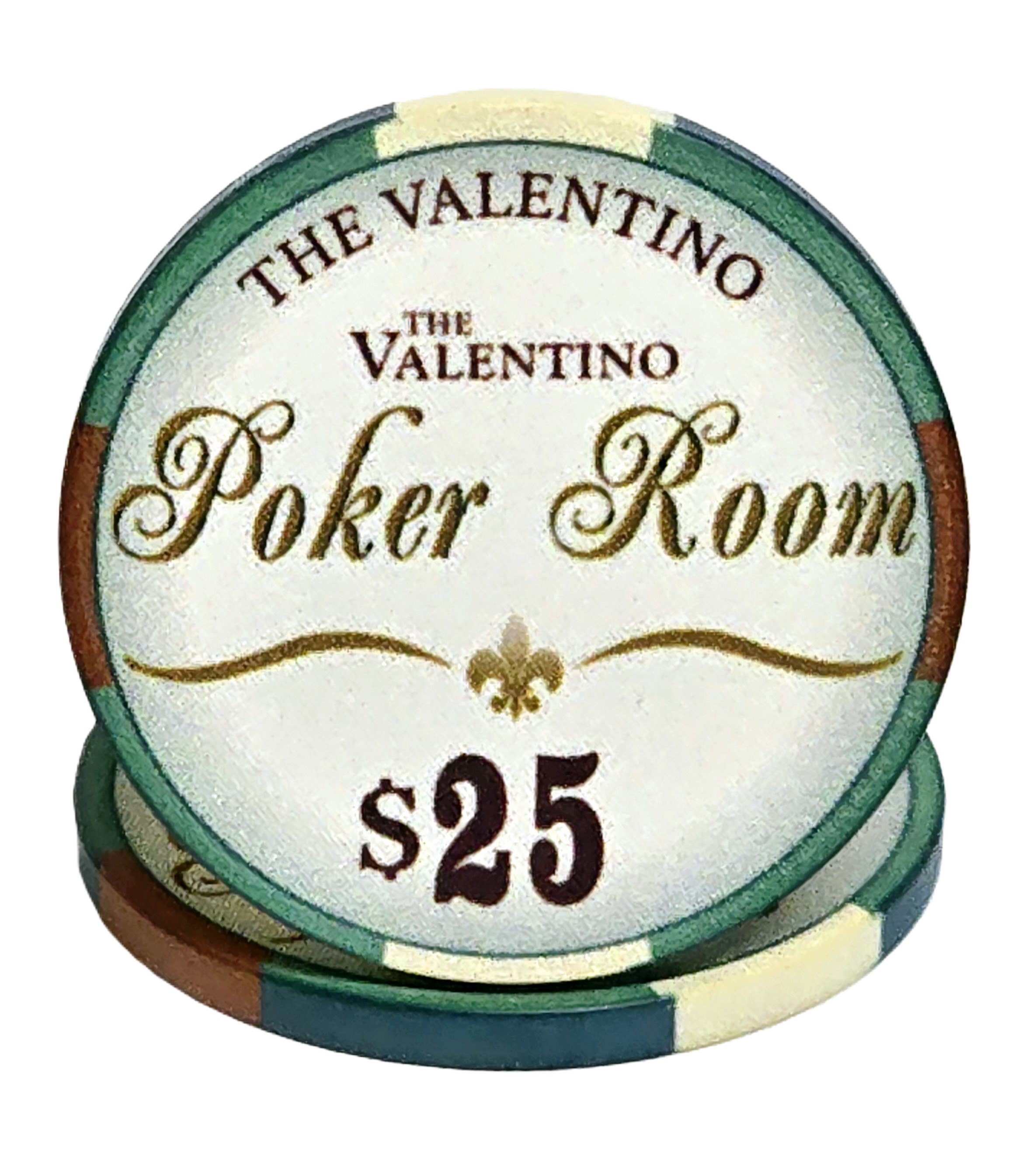 (25) $25 Green 10g Ceramic Valentinos