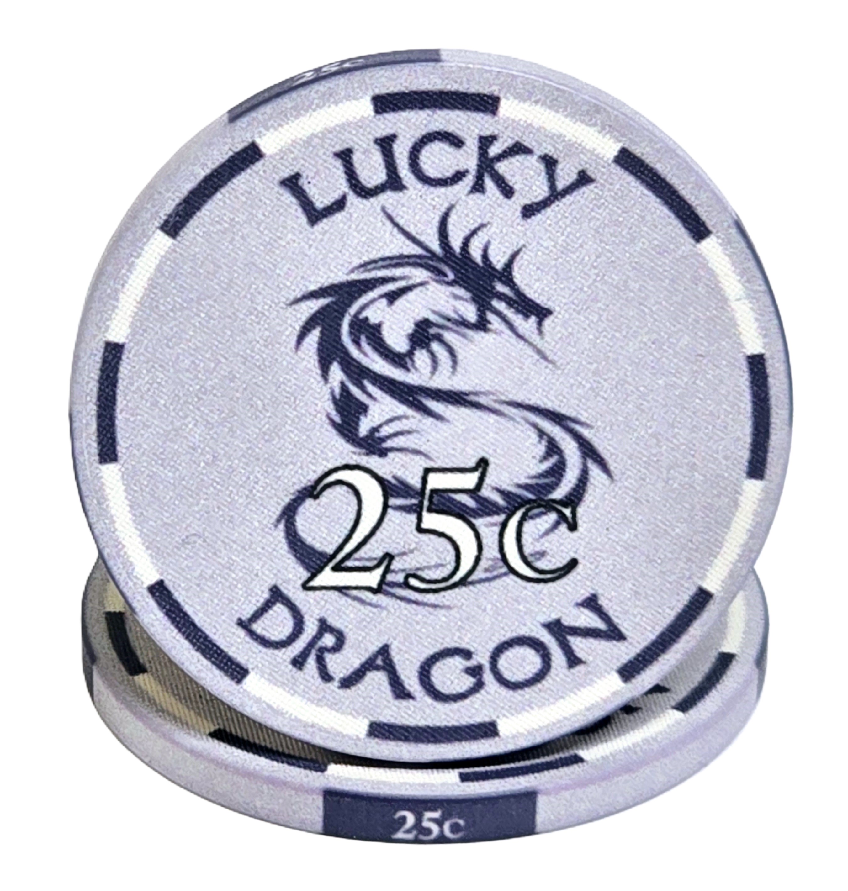 (25) $0.25 Gray 10g Ceramic Lucky Dragons  