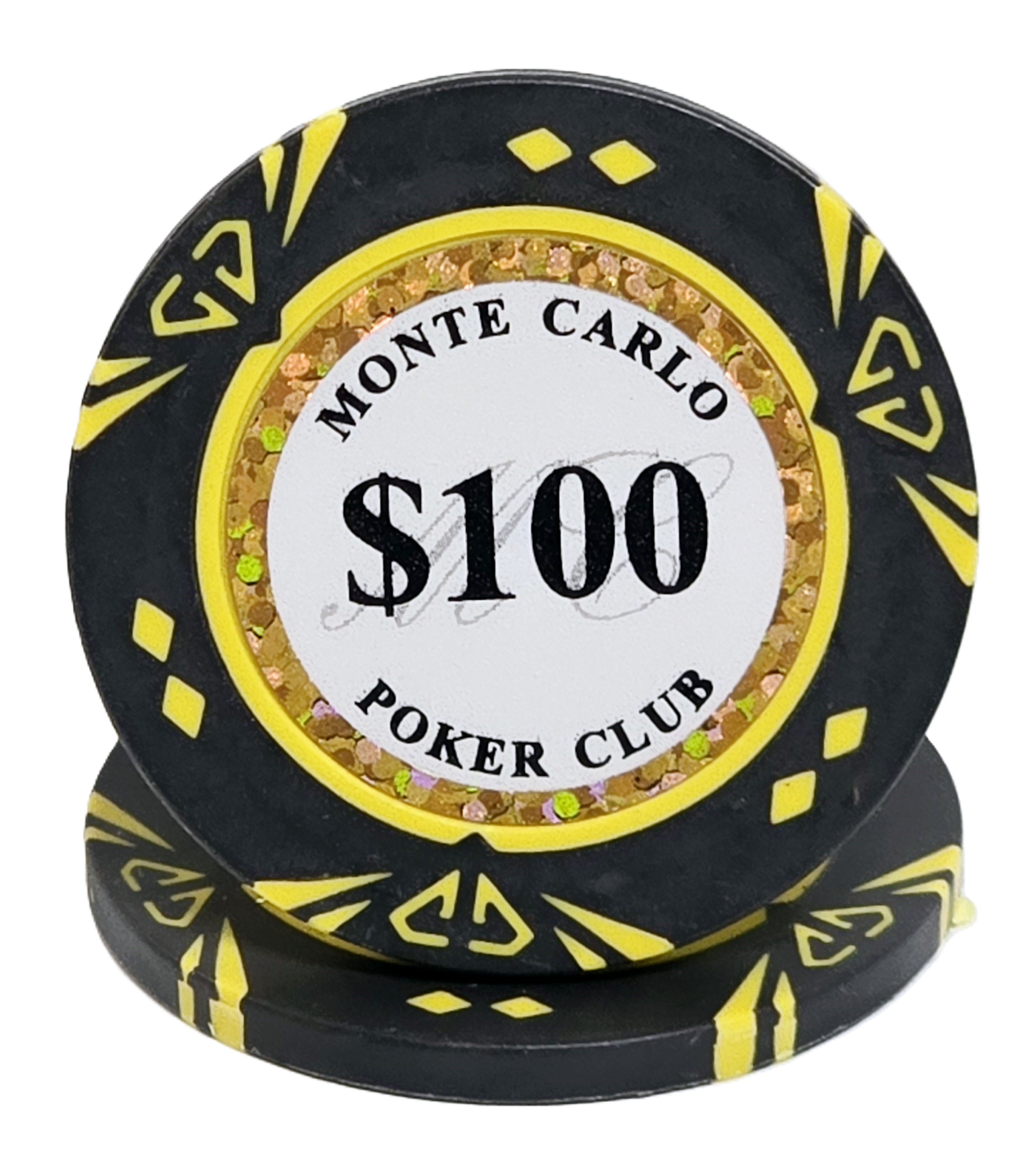 (25) $100 Black Clay Diamond Monte Carlo