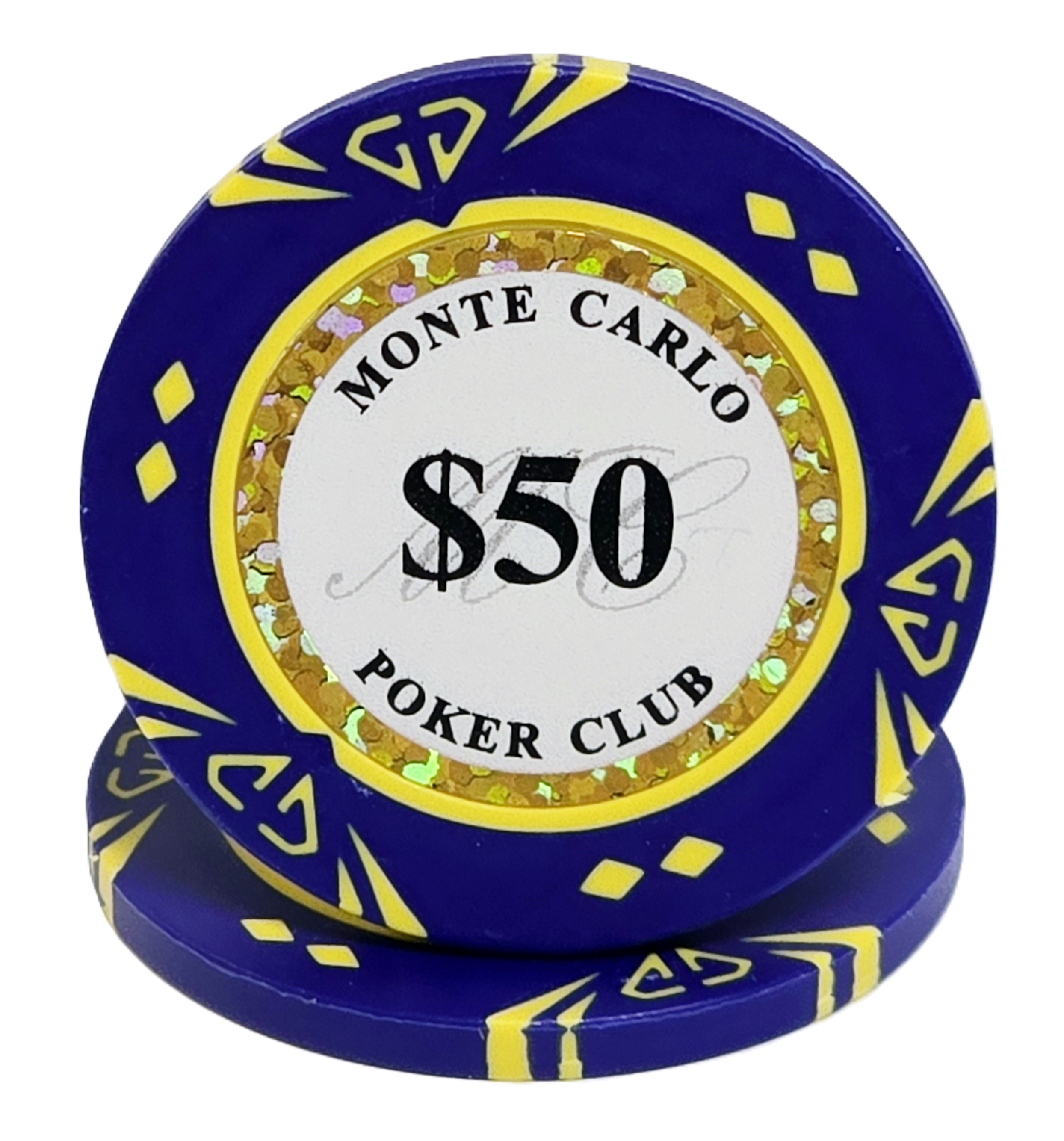 (25) $50 Blue Clay Diamond Monte Carlo